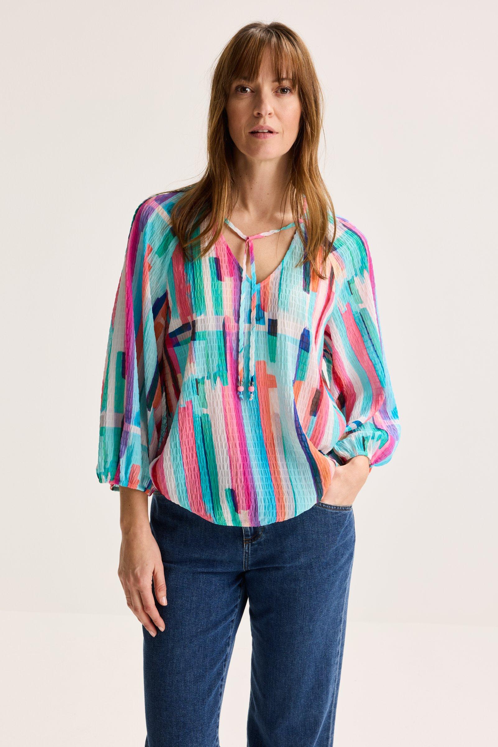 Blouse multicolore en seersucker sur élastique - null - may