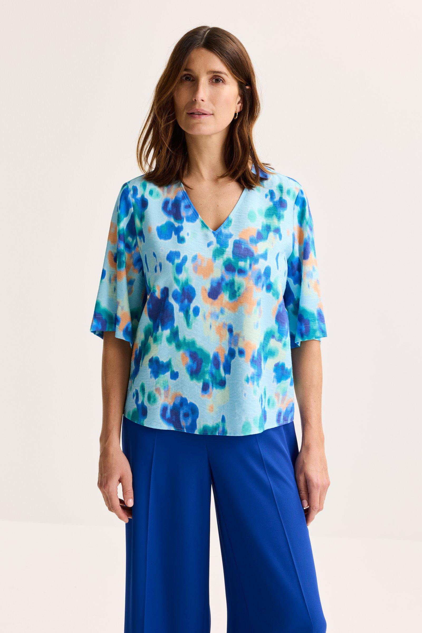 Wijde blouse met aquarelprint - null - may