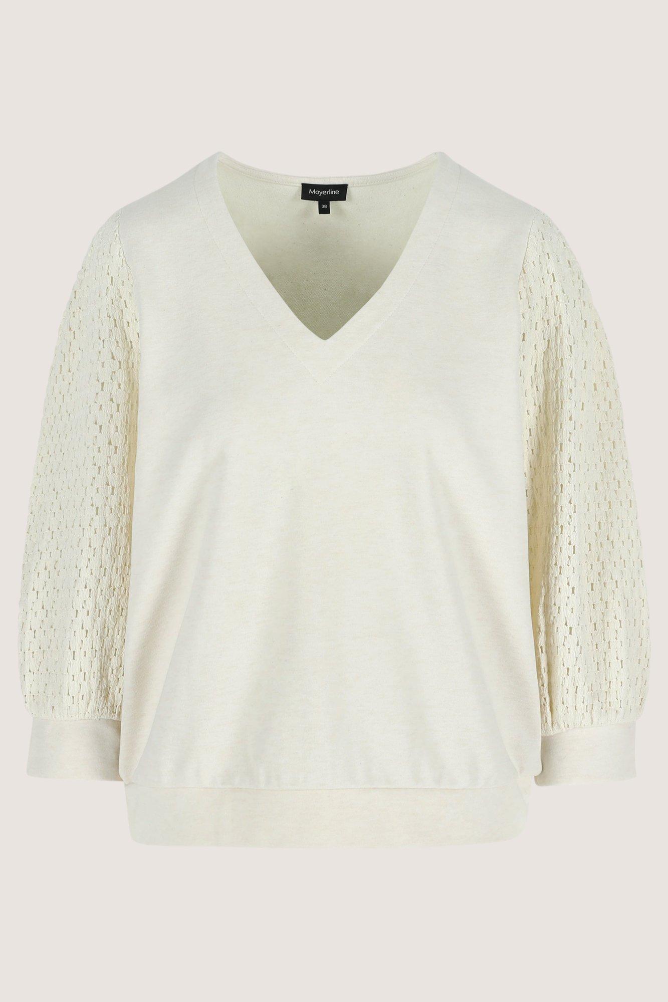 V-halsblouse in Milano jersey met ajourmouw - null - may