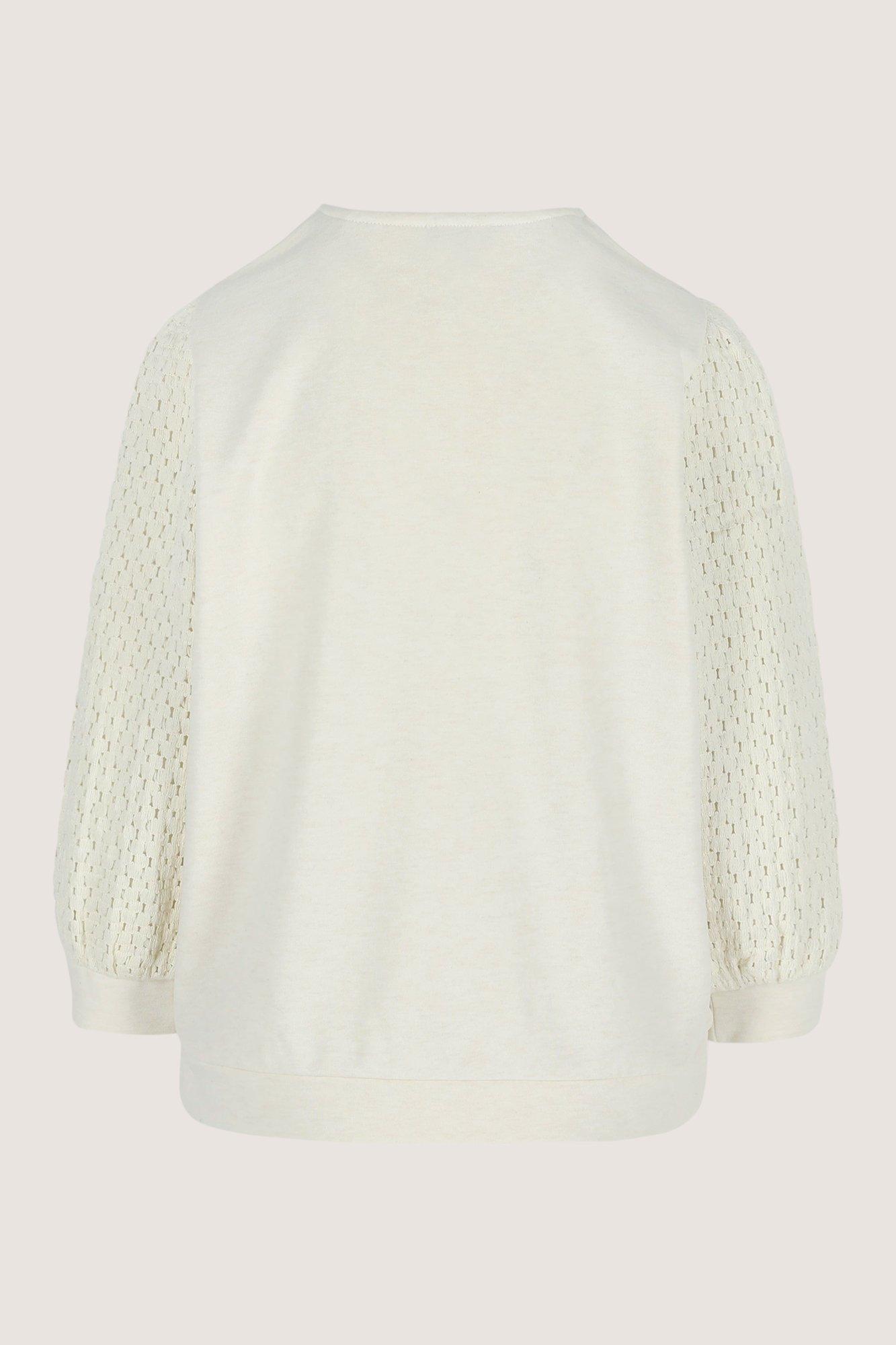 Sweatvest - V-halsblouse in Milano jersey met ajourmouw