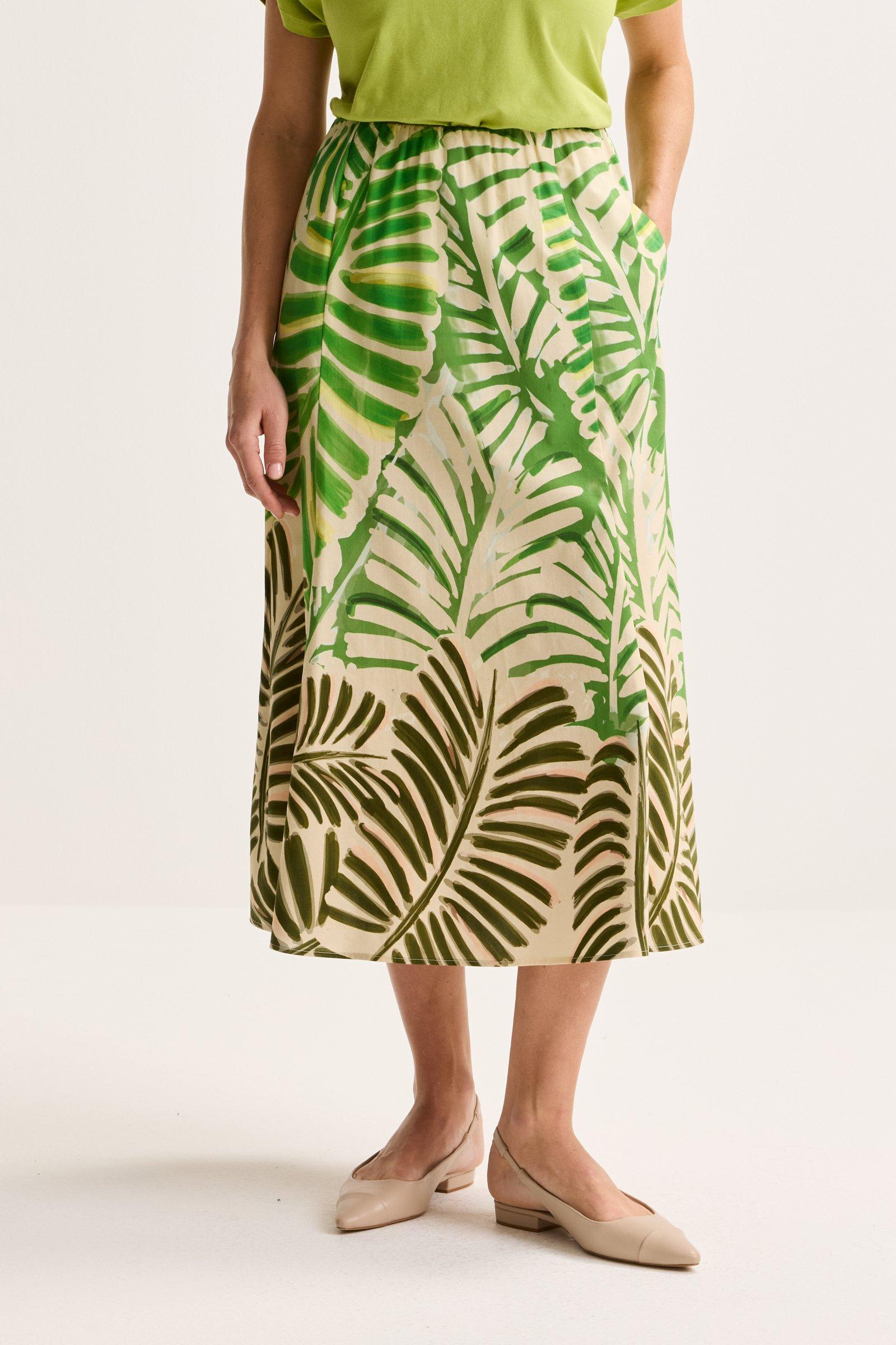 Rokken - A-lijn midirok met palmprint