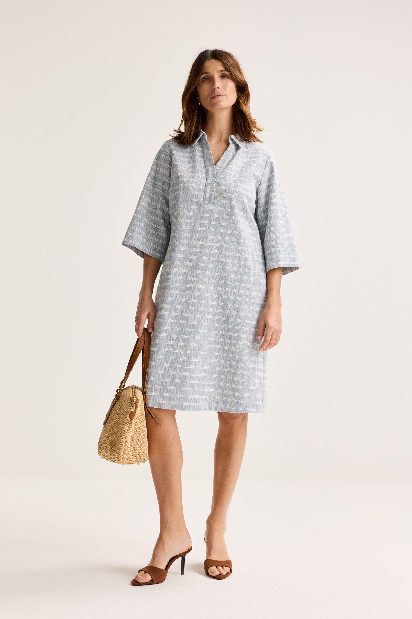 Robe polo droite en mélange coton