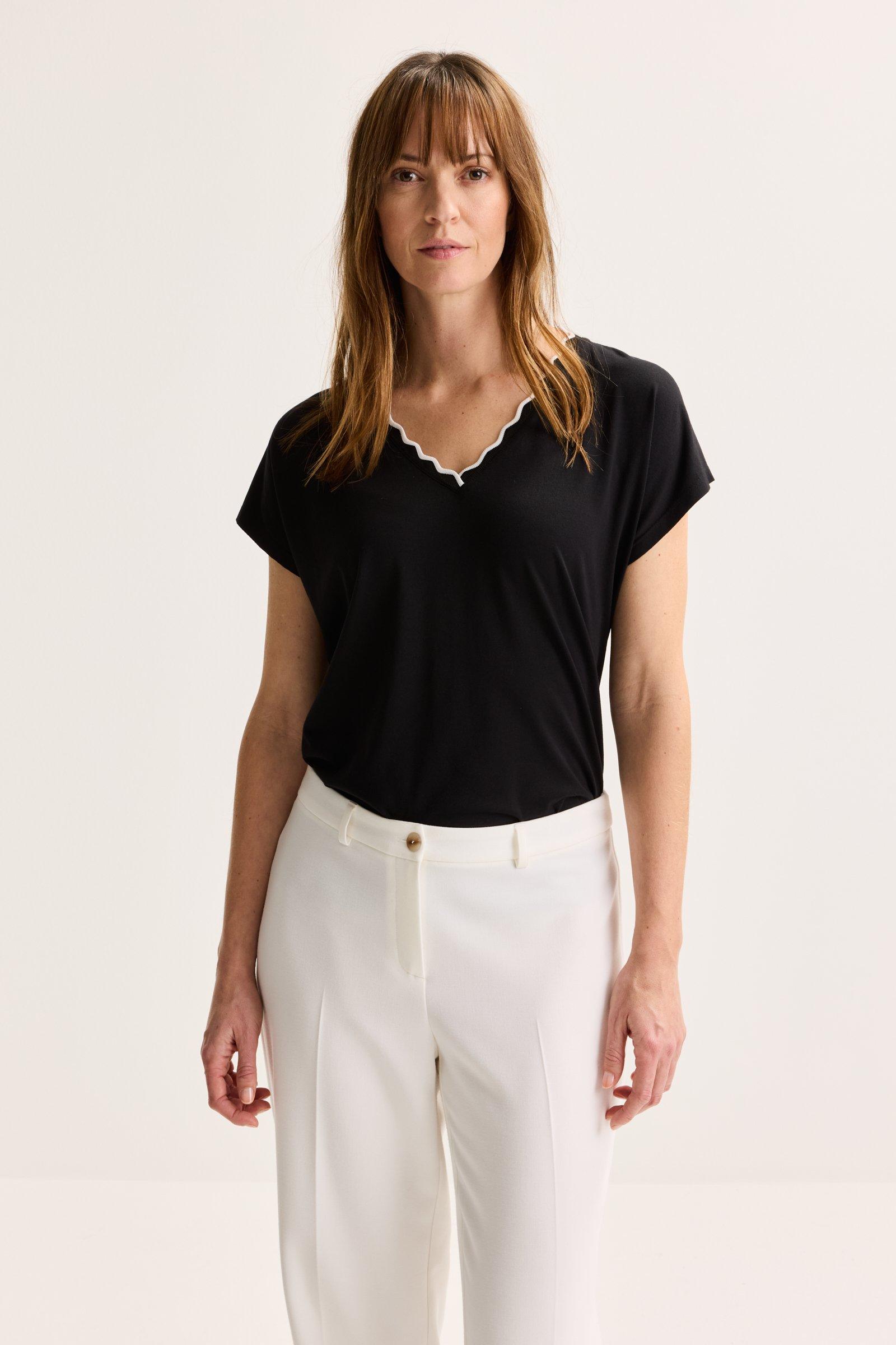 Blouse en jersey à col en V manches tombantes - null - may