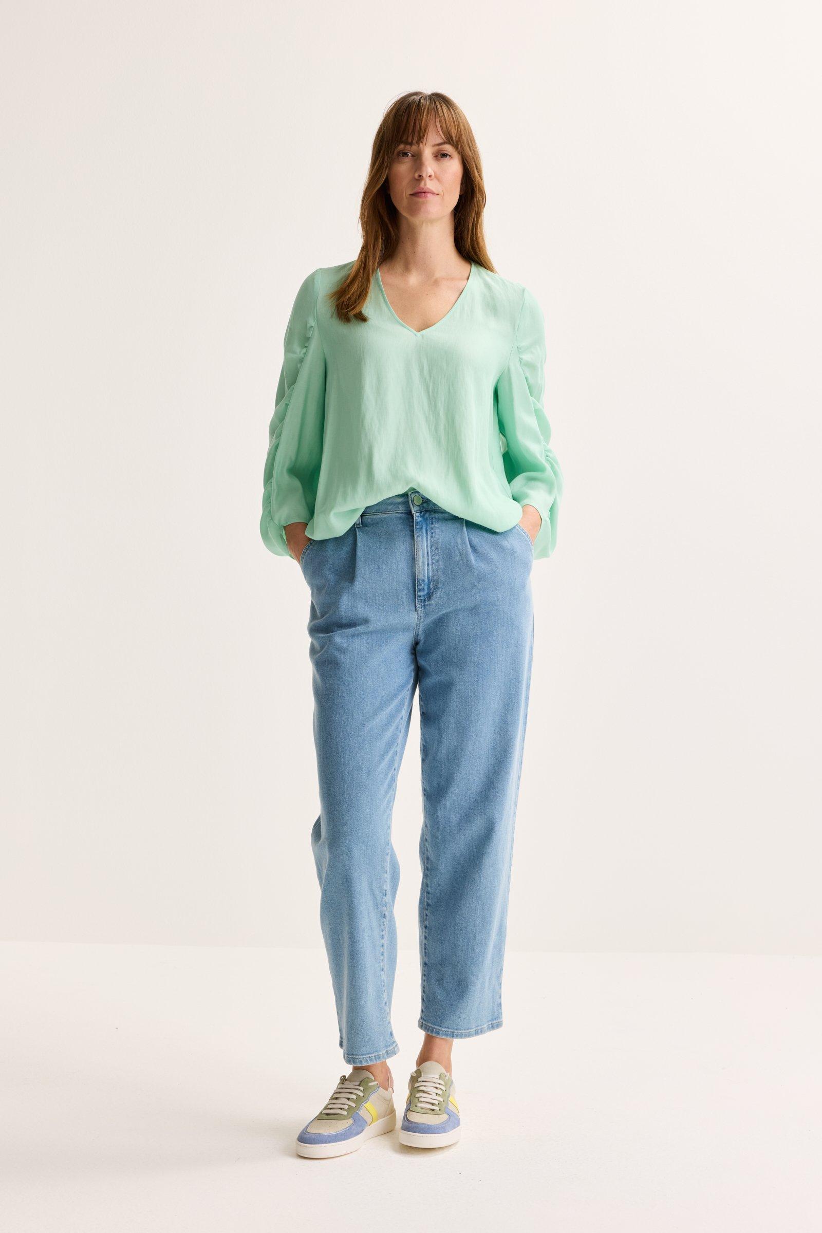 Tapered stretchjeans met bandplooien