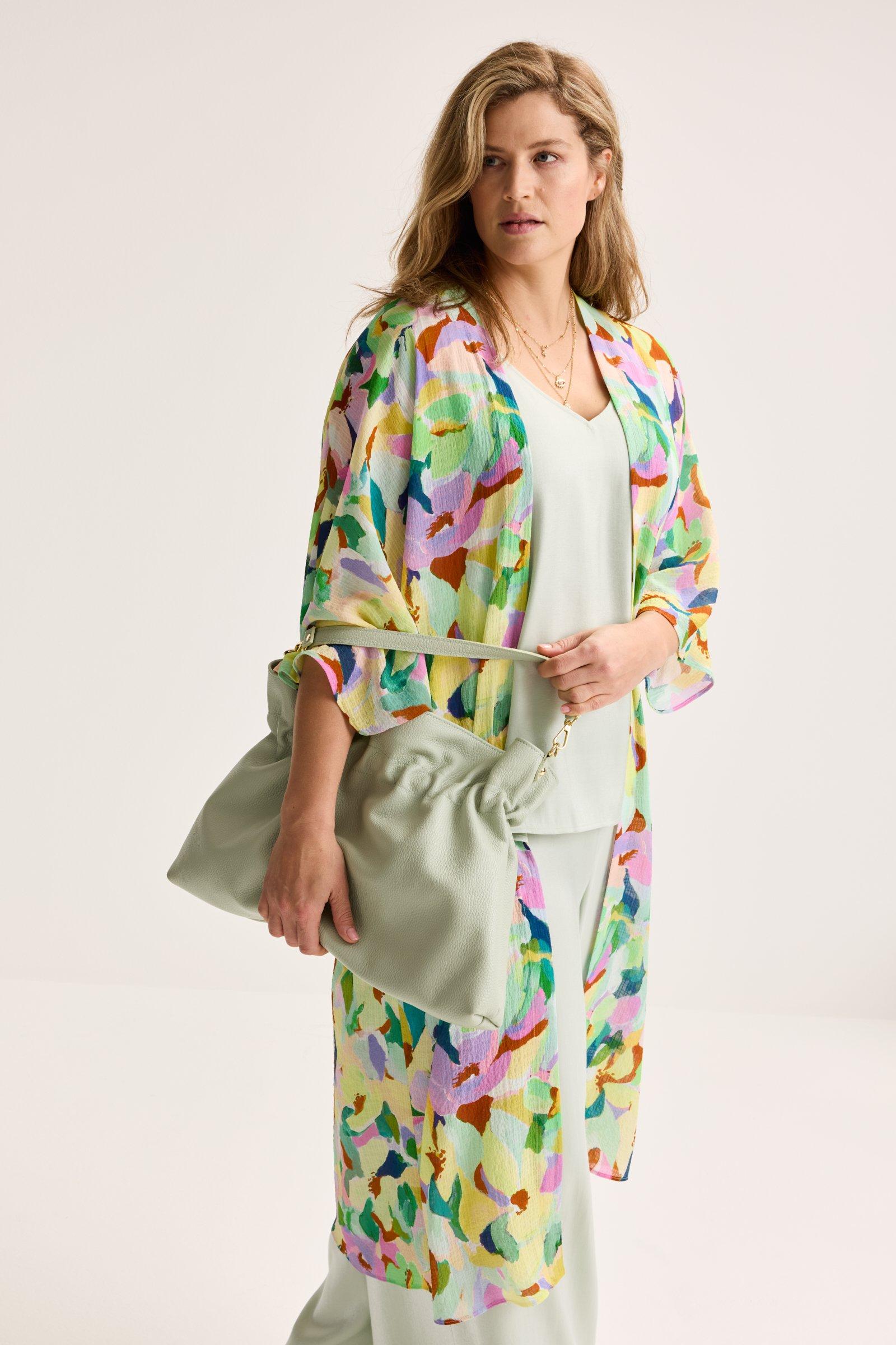 Améline Kimono In Seersucker Met Print