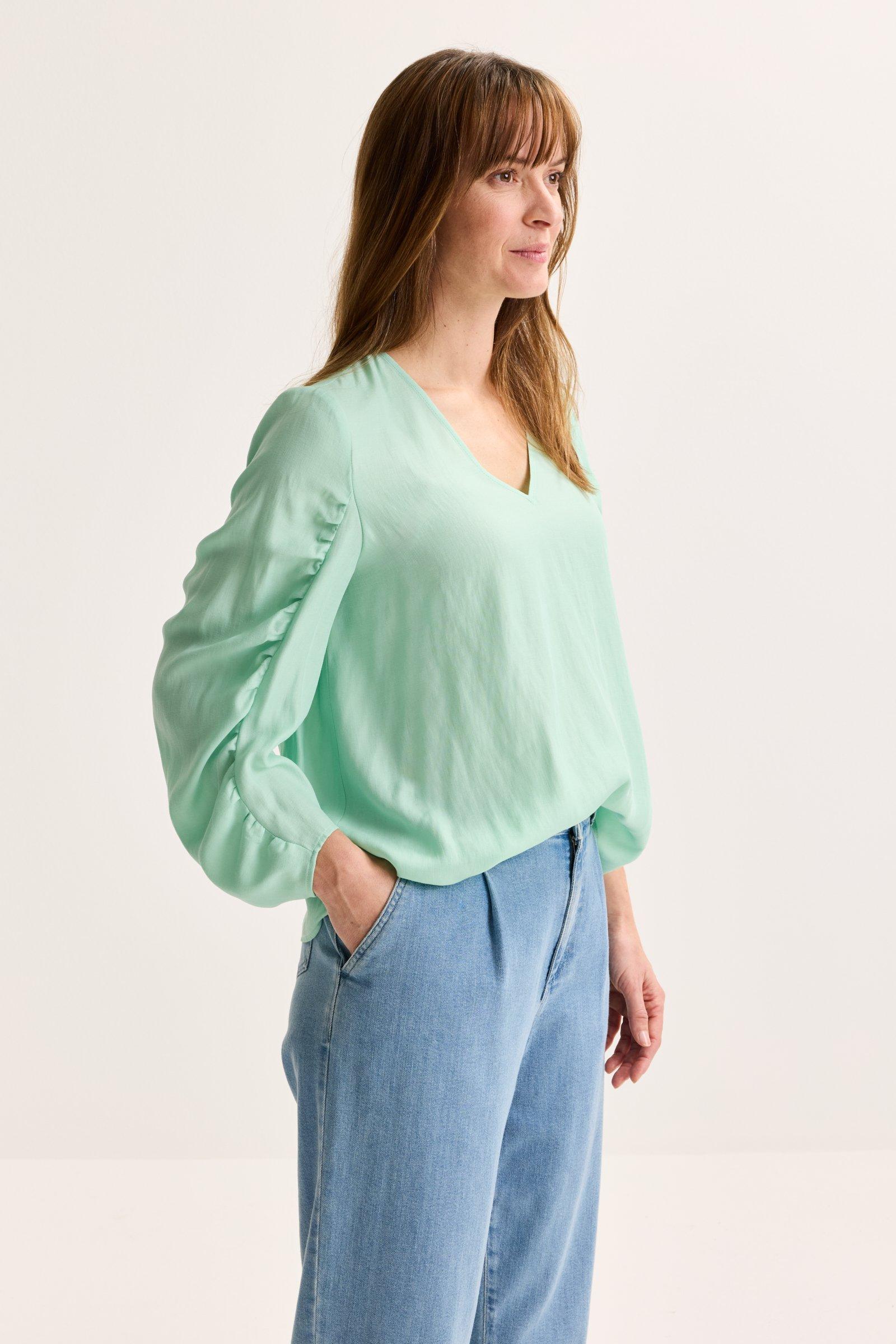 Améline Blouse Met Gedrapeerde Mouwen