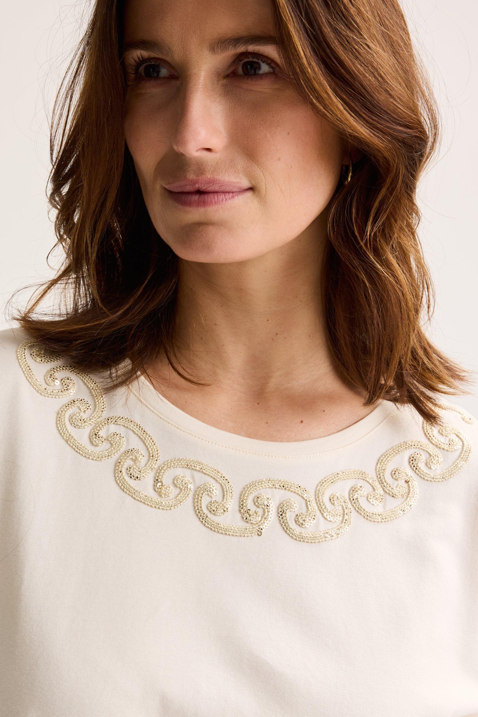 Sweatvest - T-shirt met glanzende fries