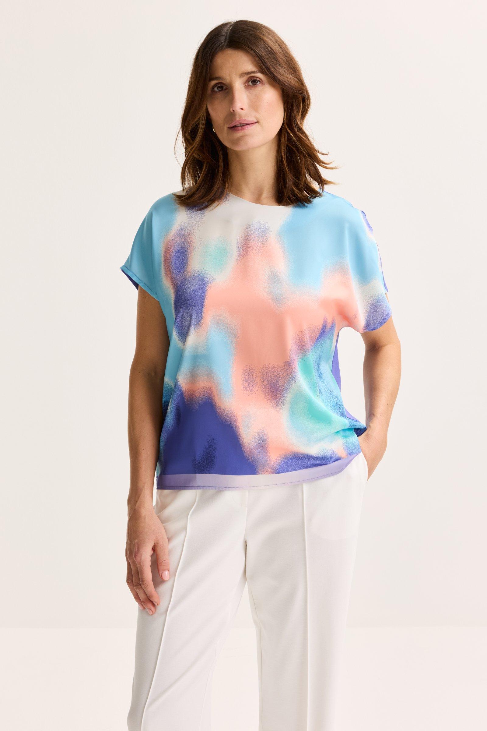 T-shirtblouse met satijnen front - null - may