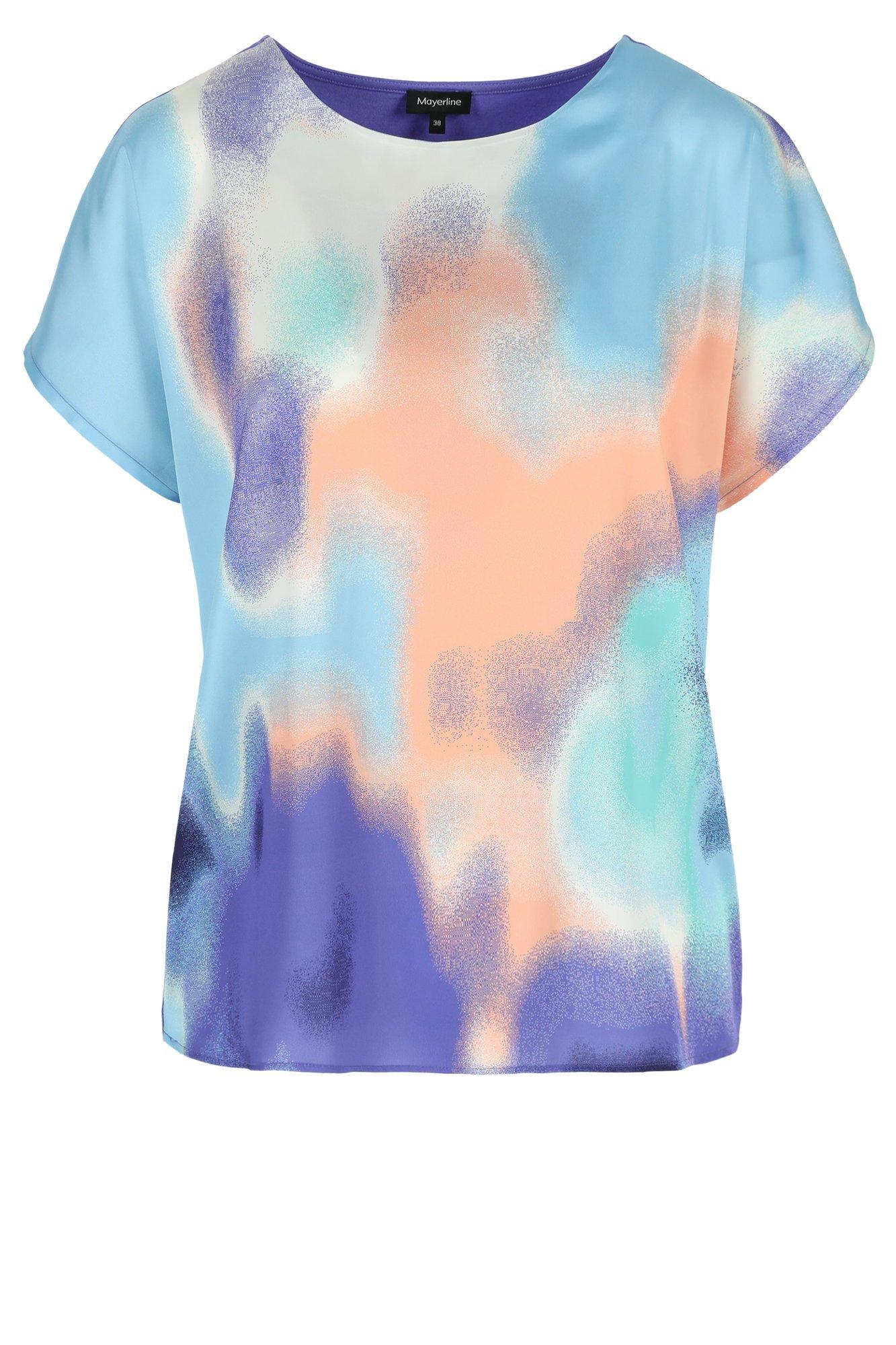Sweatvest - T-shirtblouse met satijnen front