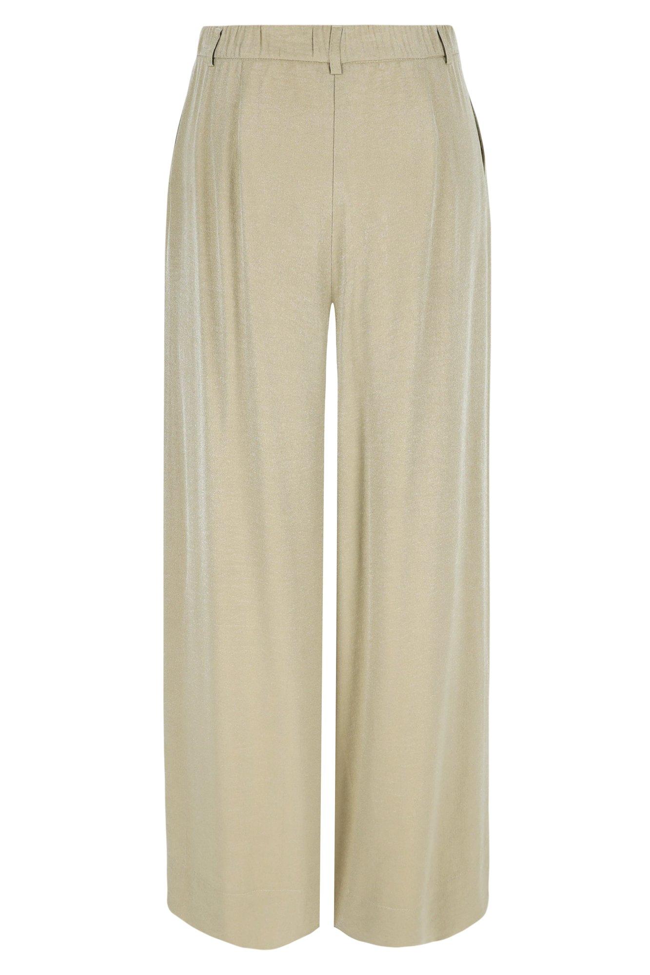 Broeken - Glanzende broek met bandplooi
