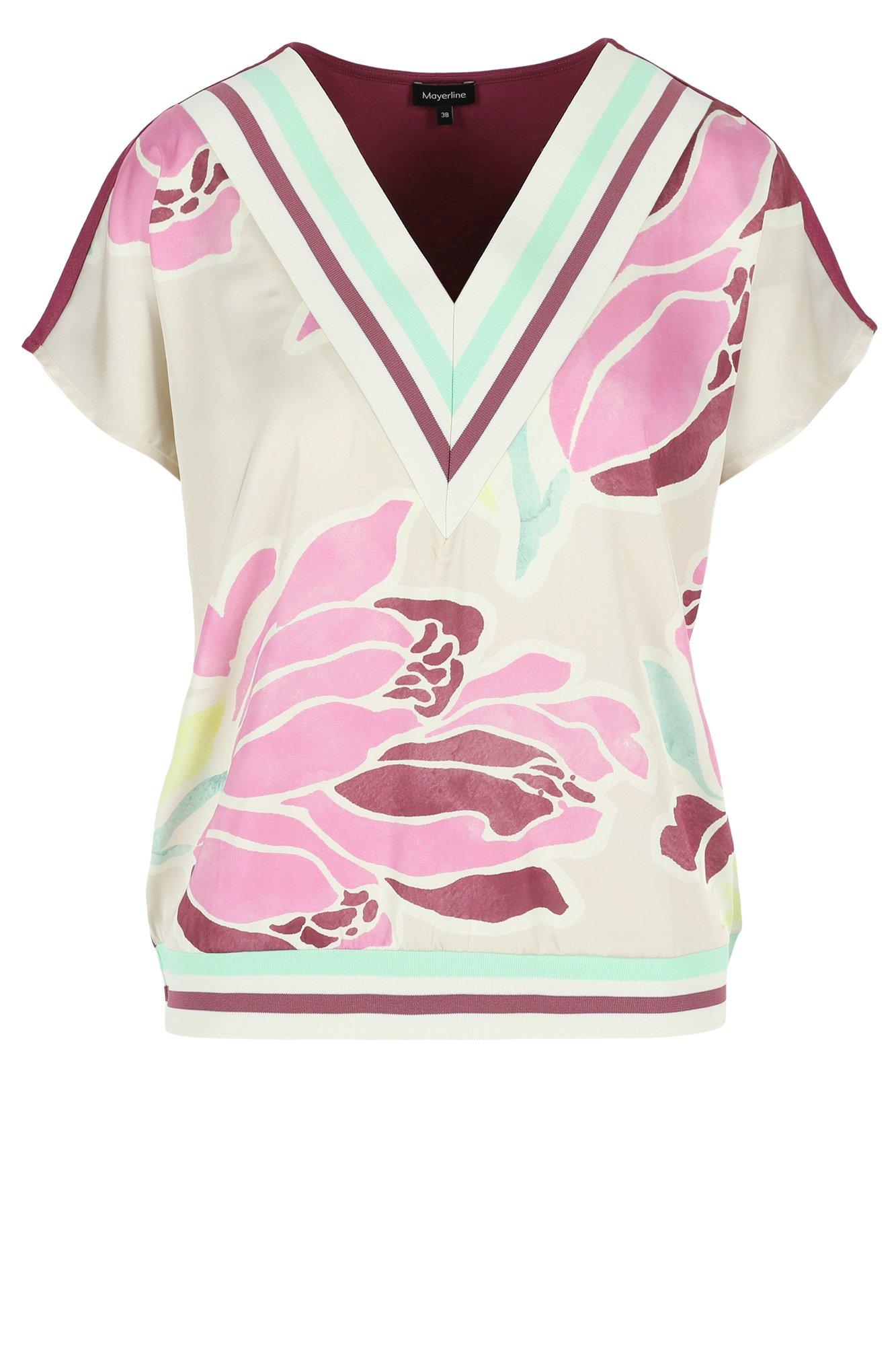 Sweatvest - T-shirtblouse met satijnen front