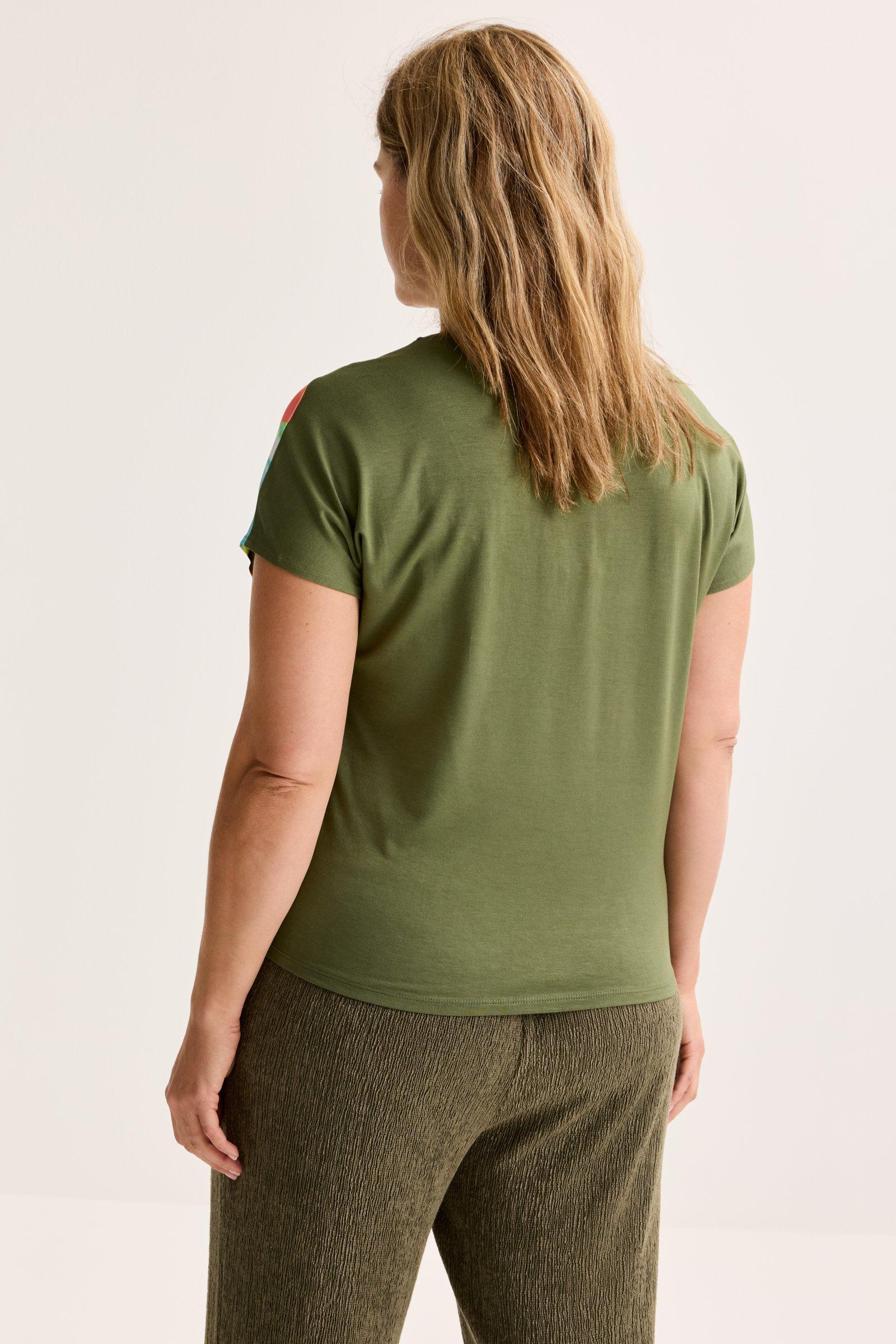 Sweatvest - T-shirtblouse met satijnen front