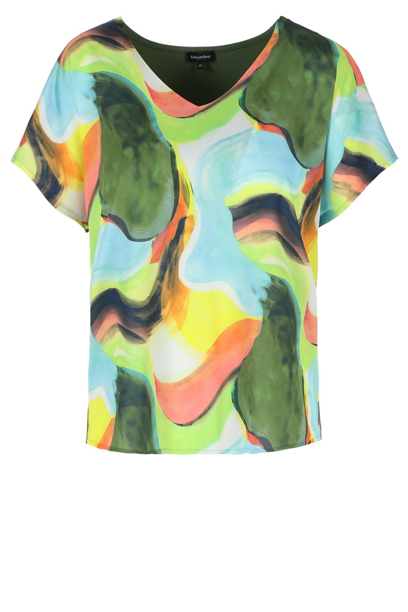 Sweatvest - T-shirtblouse met satijnen front