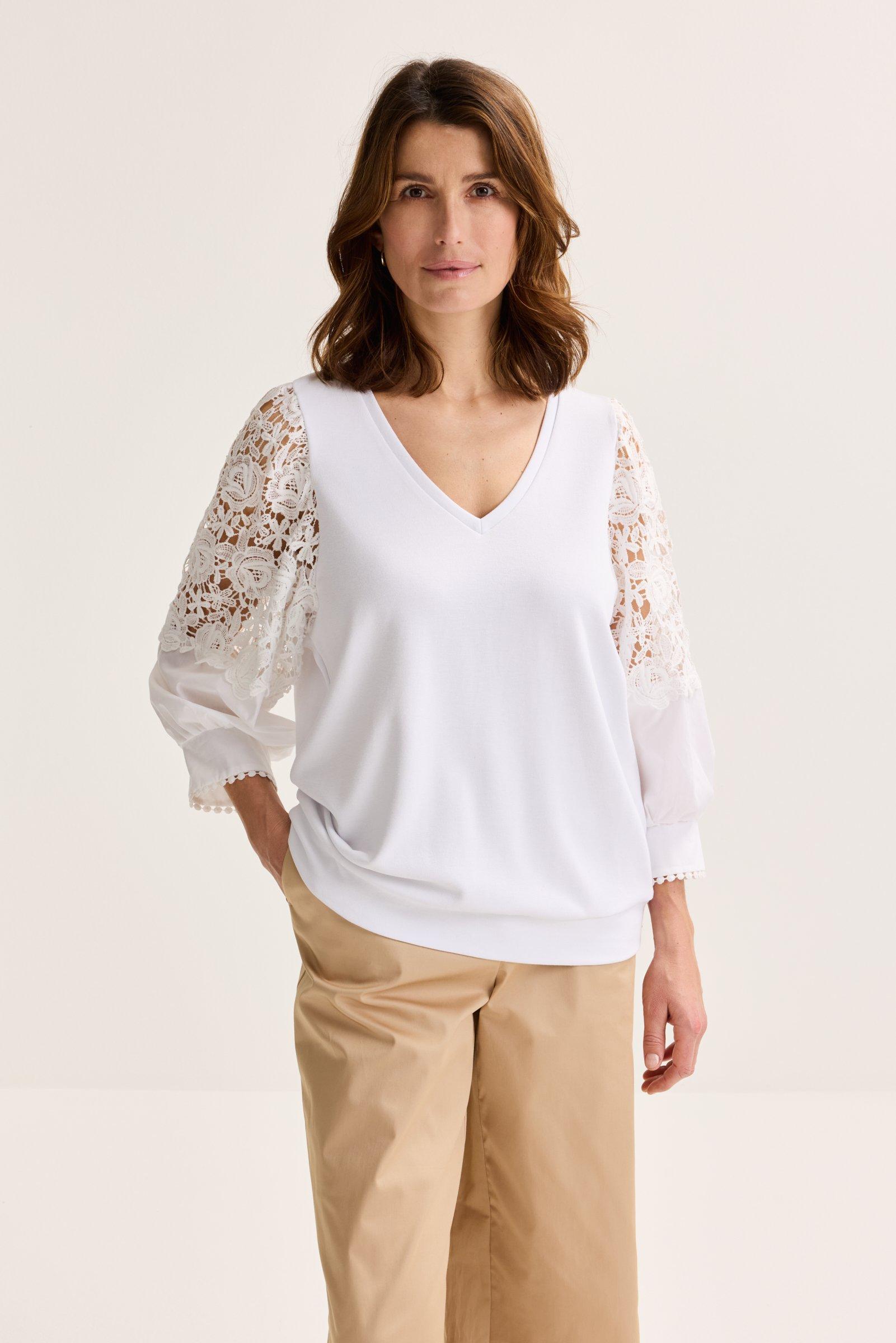 Blouse en jersey avec guipure - null - may