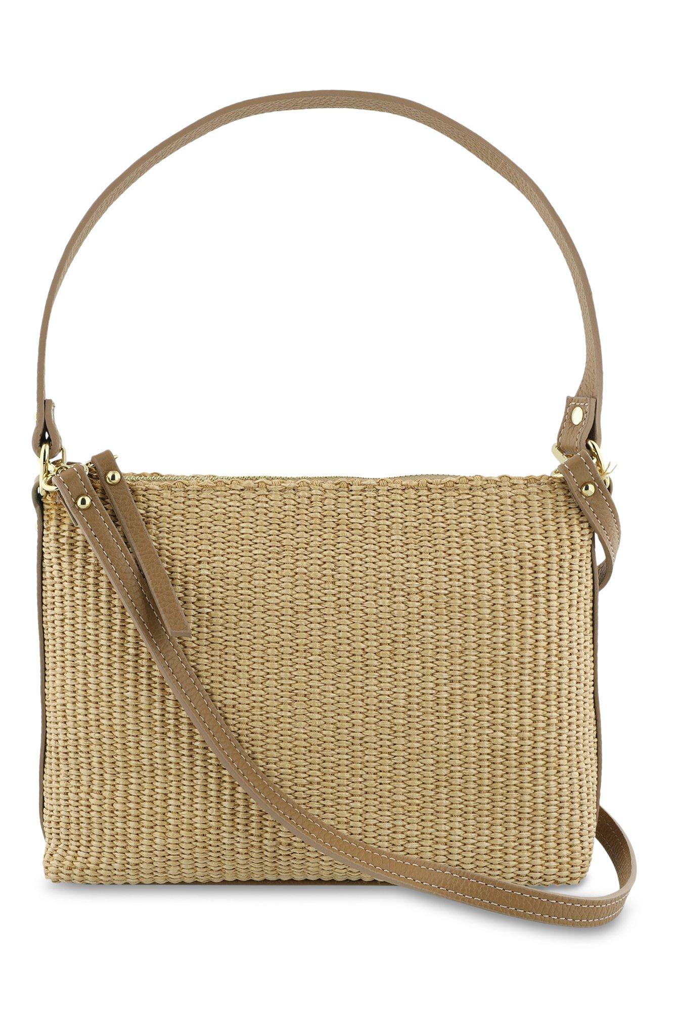 Rieten tas met leren riem - null - may