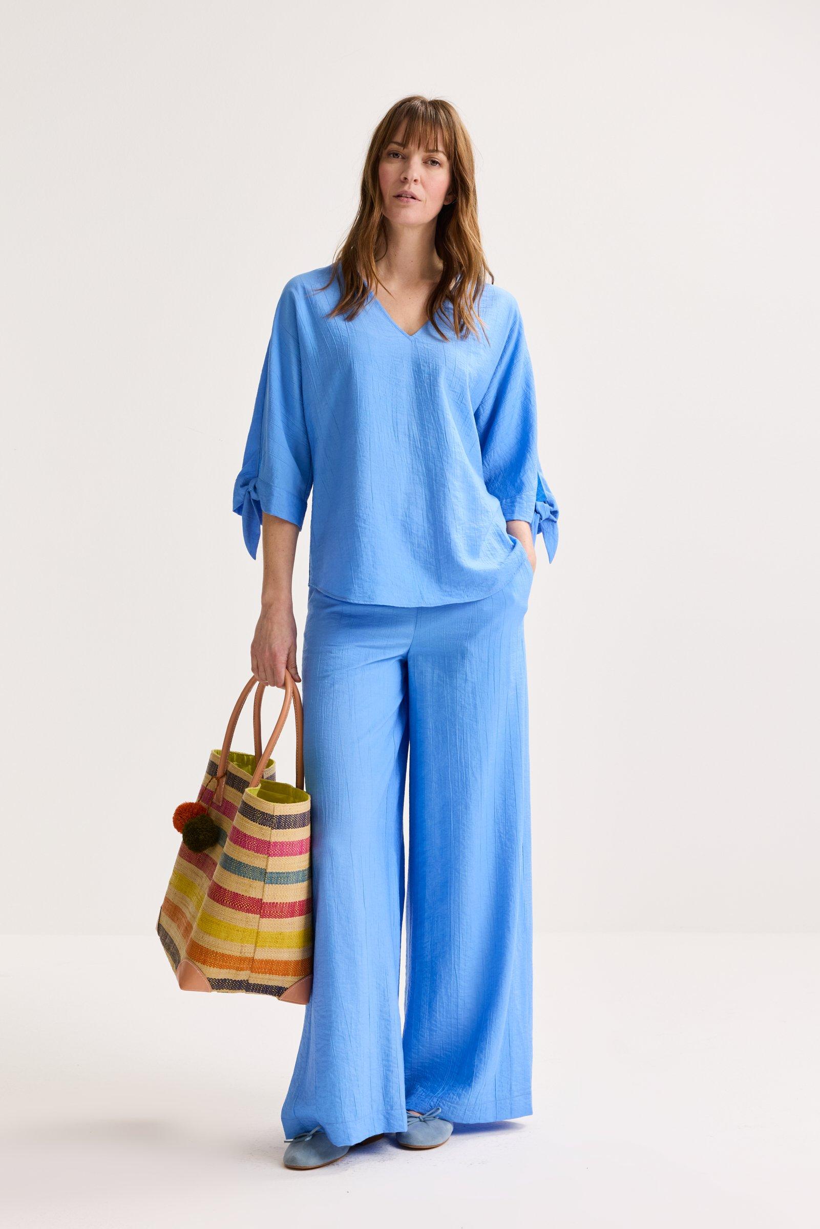 Crinkle broek met hoge zijsplitten - null - may