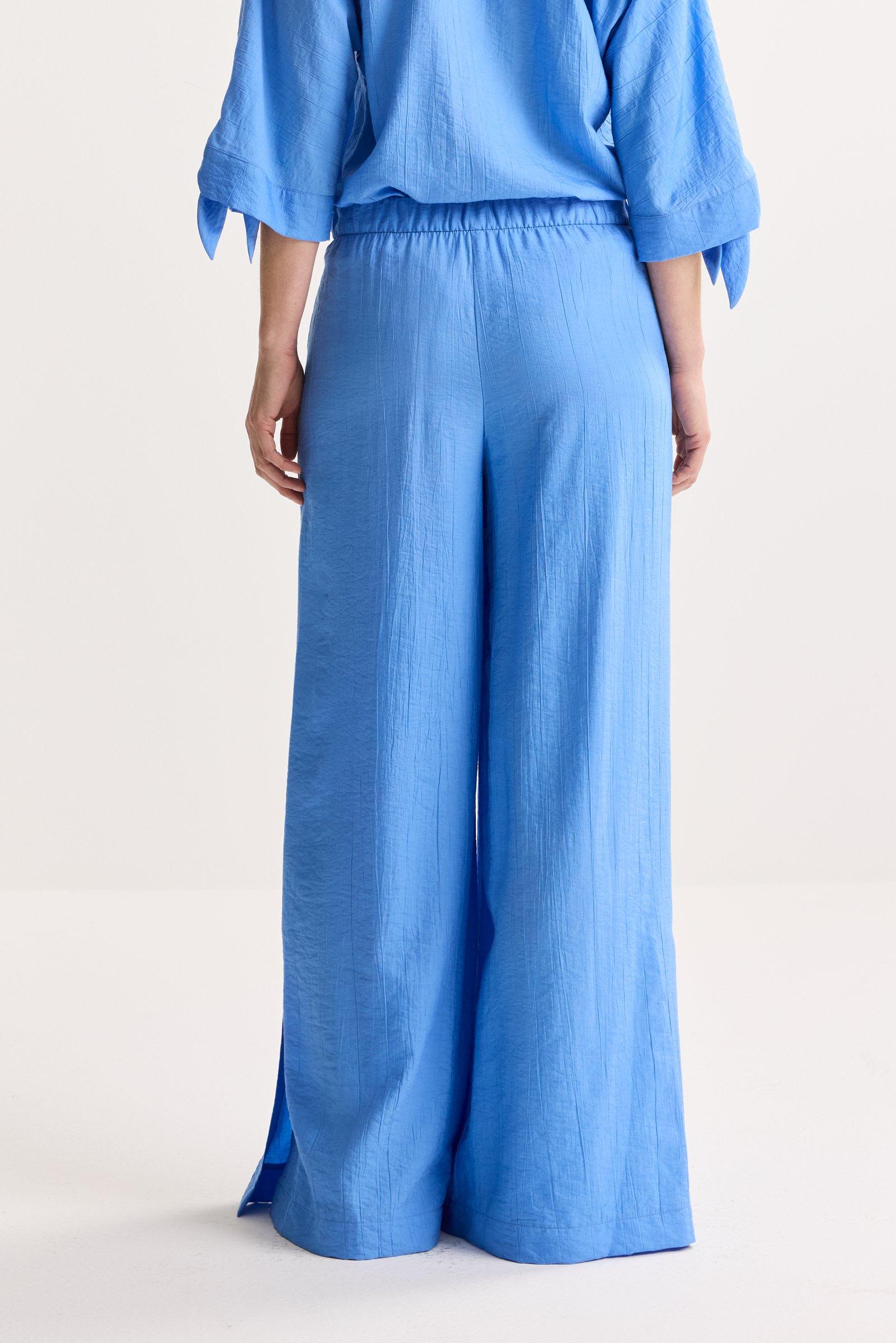 Broeken - Crinkle broek met hoge zijsplitten