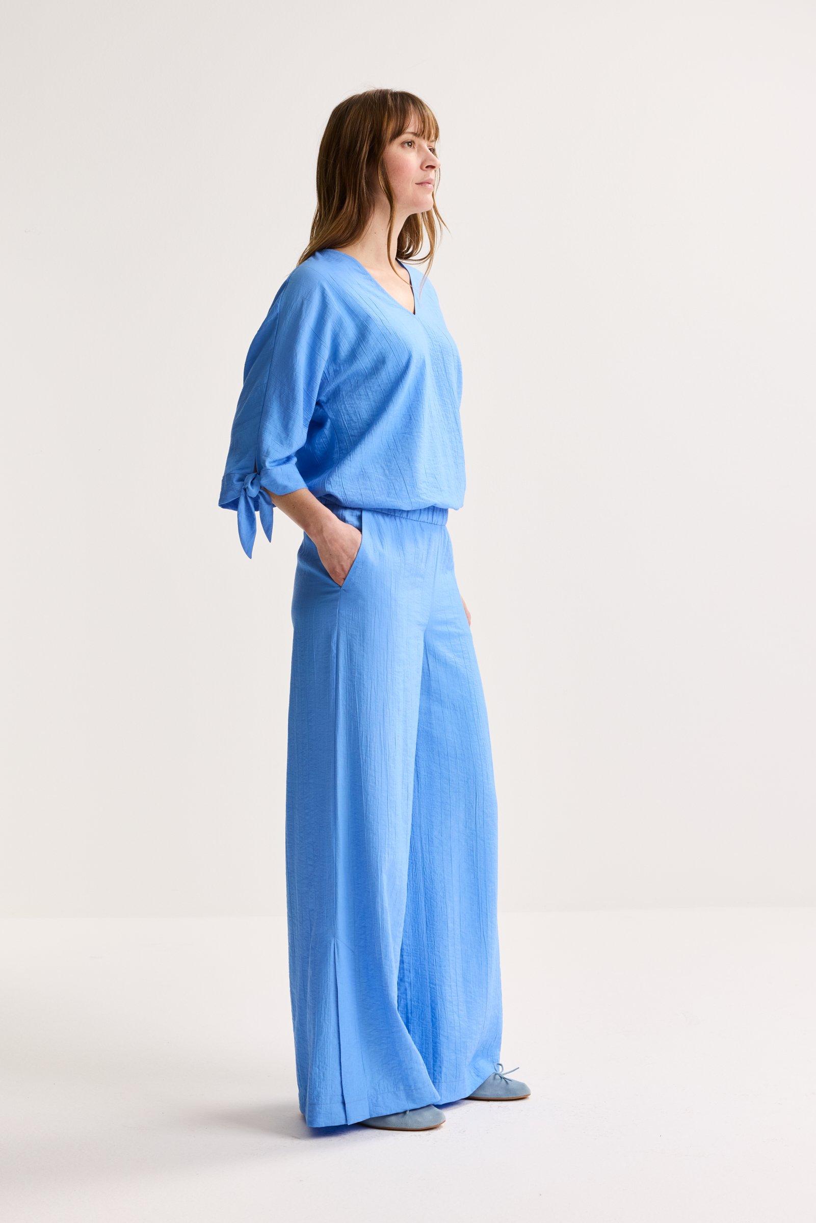 Broeken - Crinkle broek met hoge zijsplitten