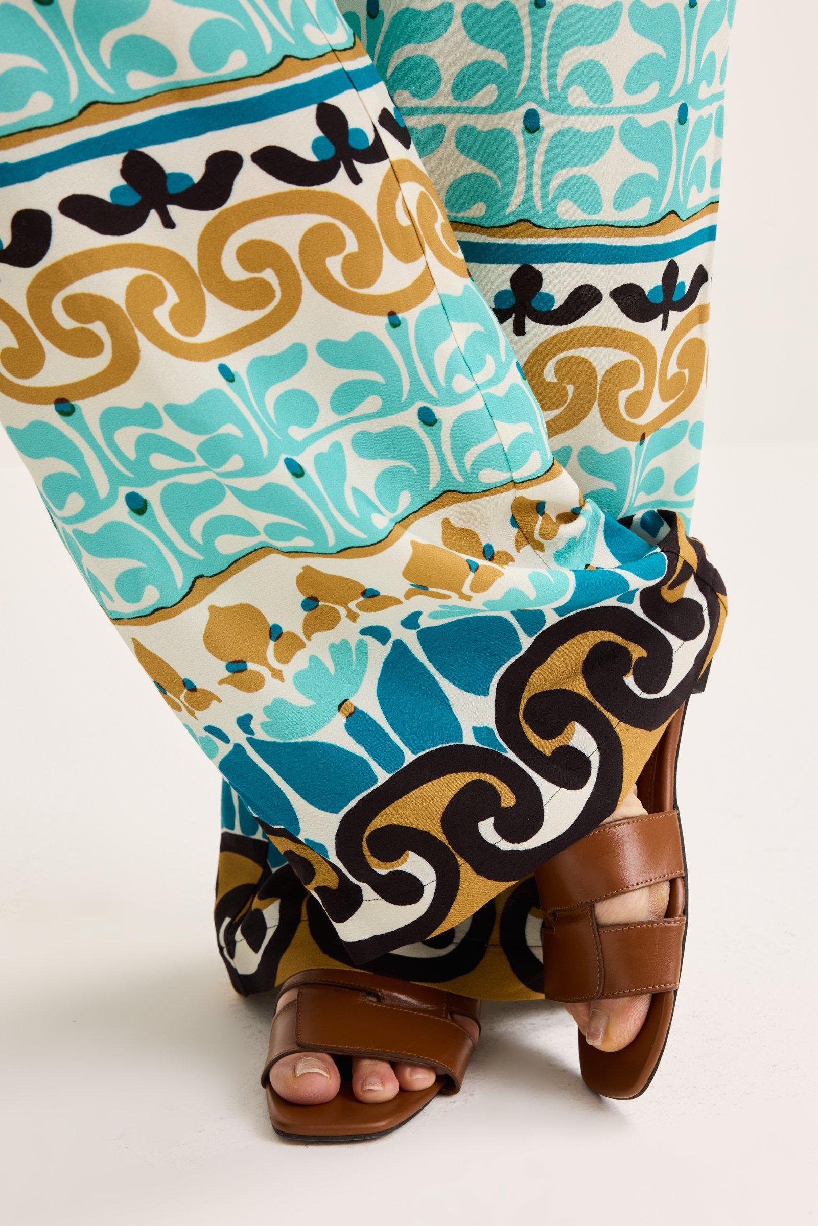 Pantalons - Pantalon large imprimé en crêpe