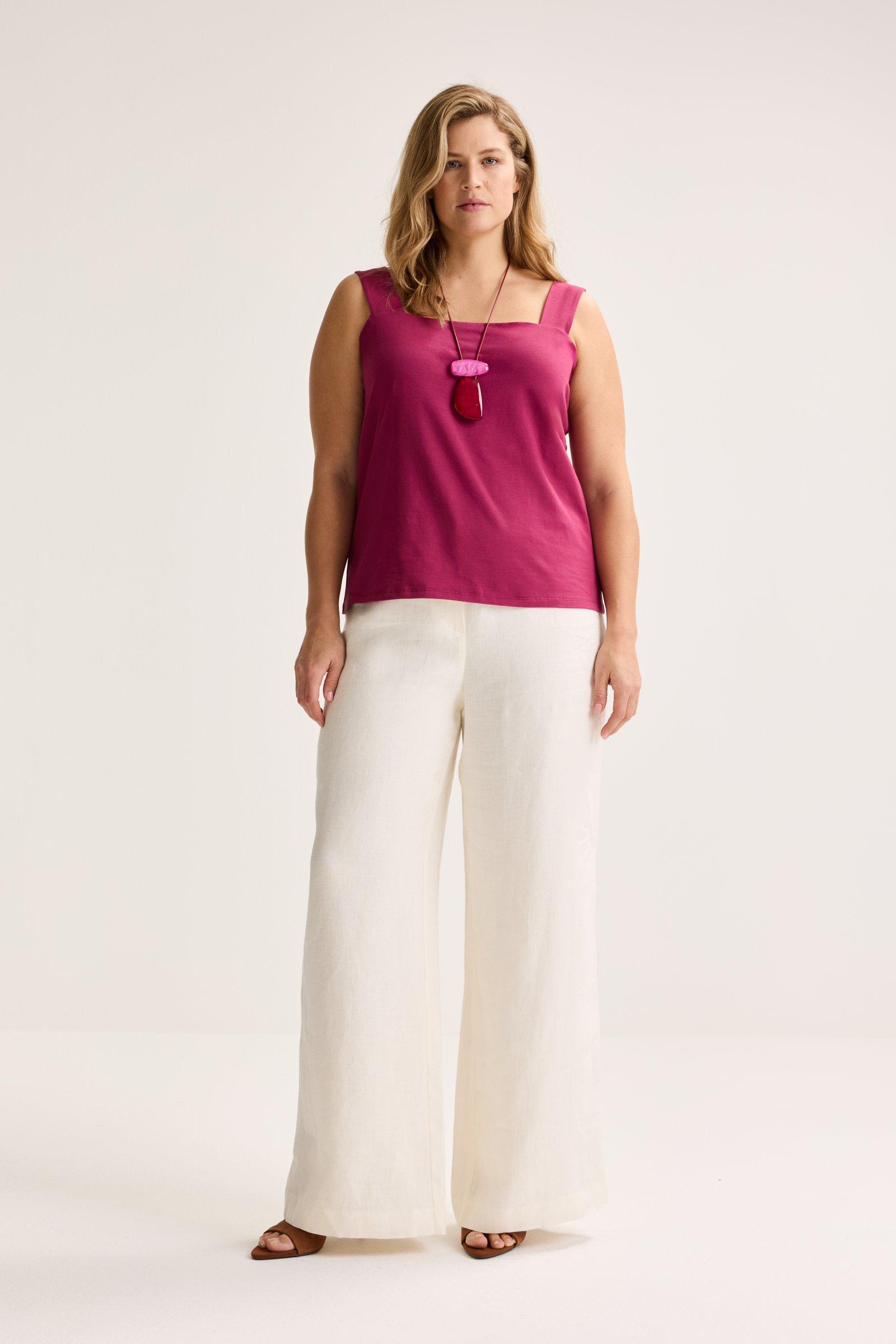 Pantalon large en mélange lin