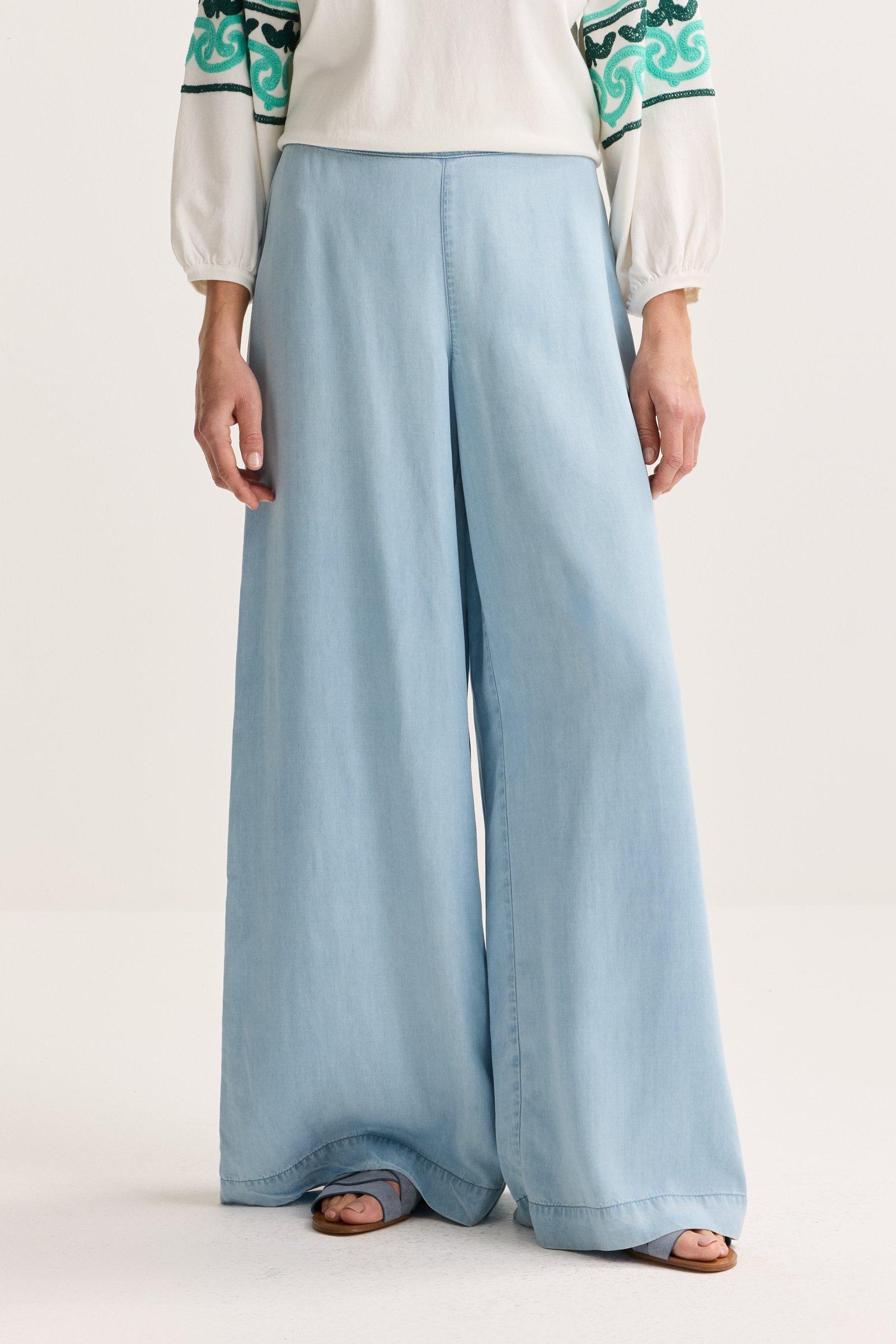 Pantalons - Jeans lyocell large élastiqué dos