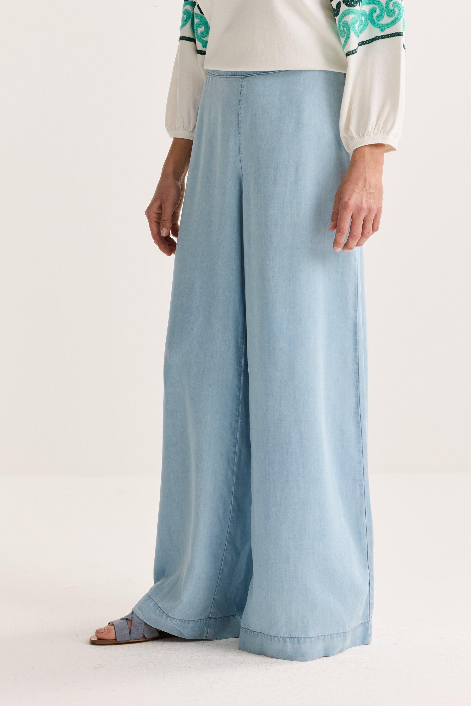 Broeken - Wijde lyocell jeans met rugelastiek