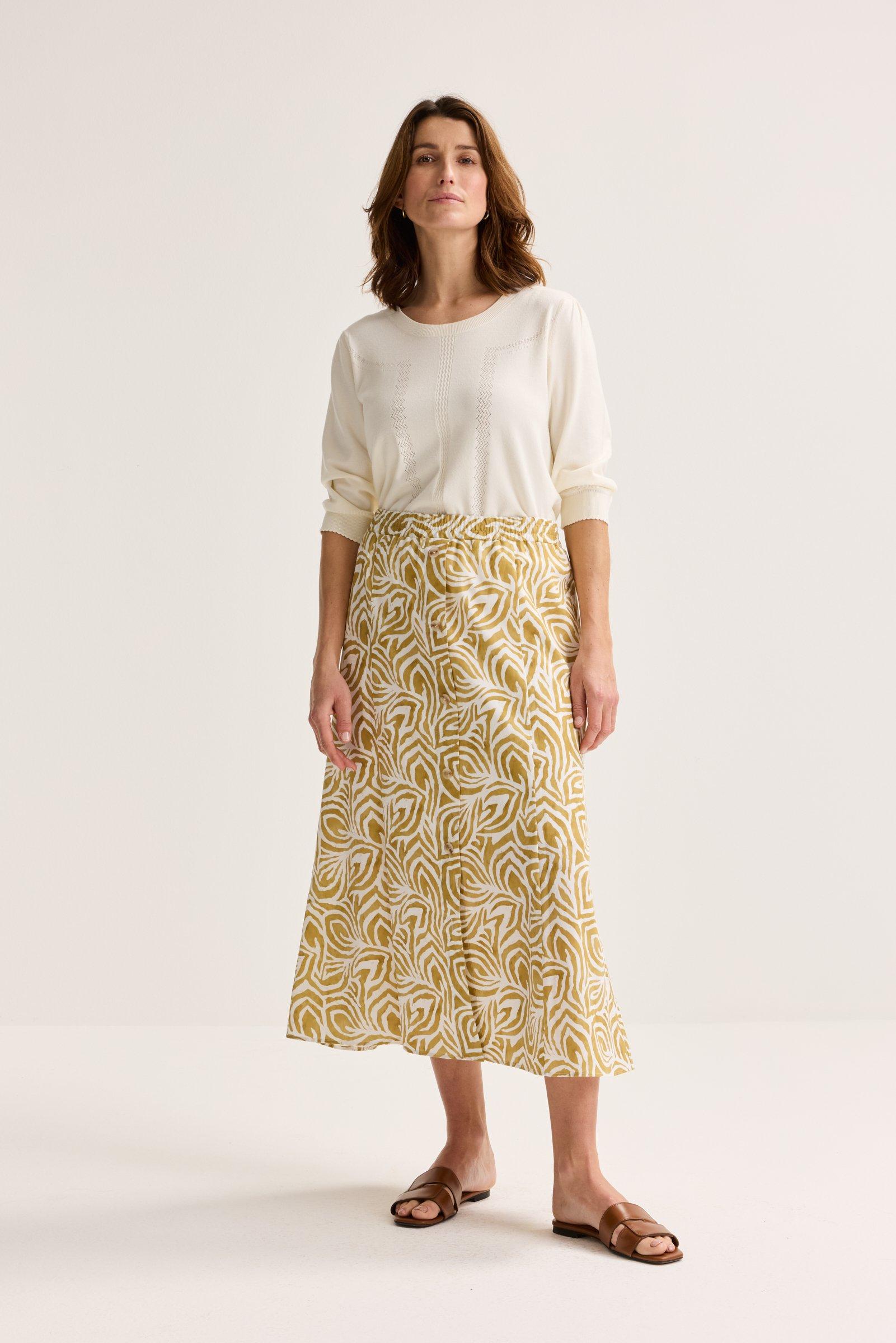 Jupe évasée en coton à imprimé batik