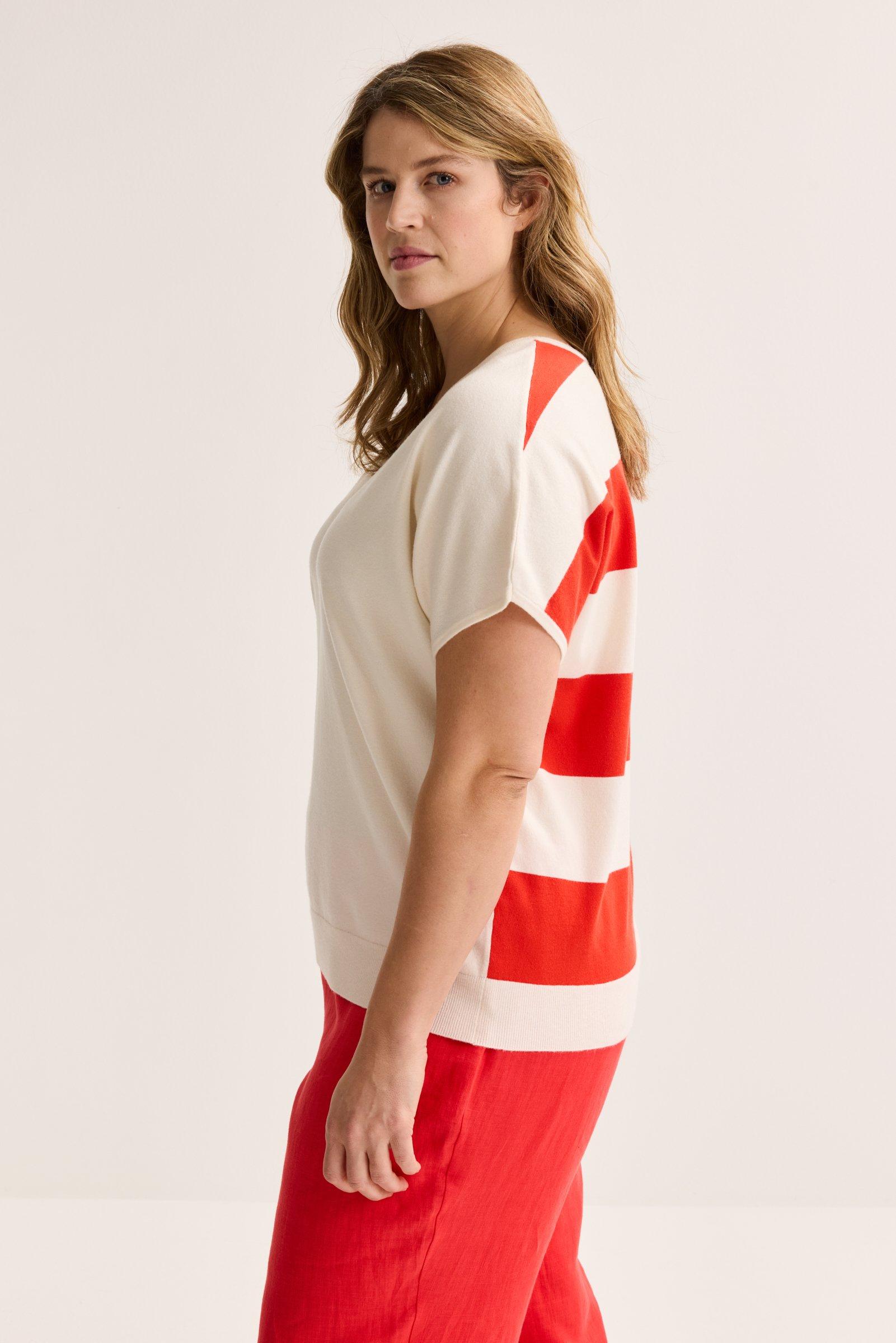 Truien - Oversized V-halstrui met gestreepte rug