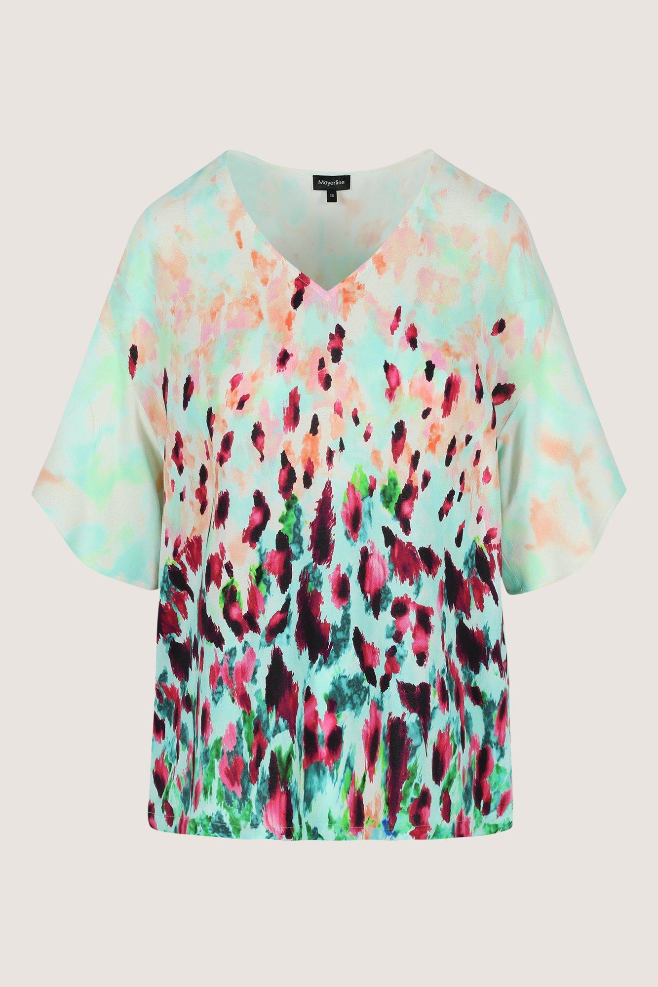 Hemden - V-halsblouse in crêpe met klokmouw