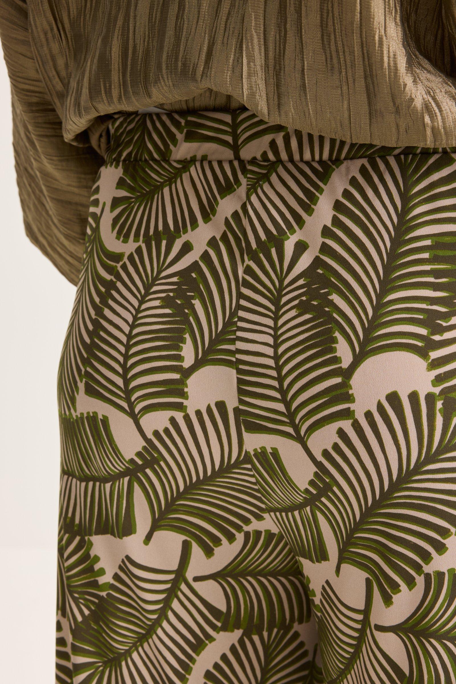 Broeken - Wijde jersey printbroek met dubbele bandplooi