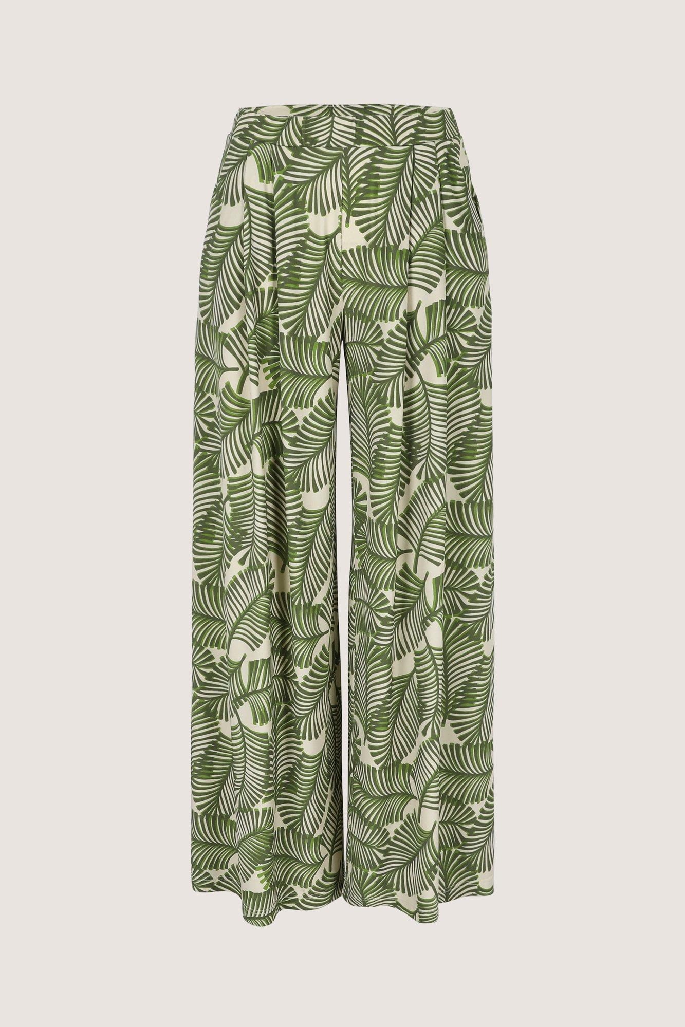 Broeken - Wijde jersey printbroek met dubbele bandplooi