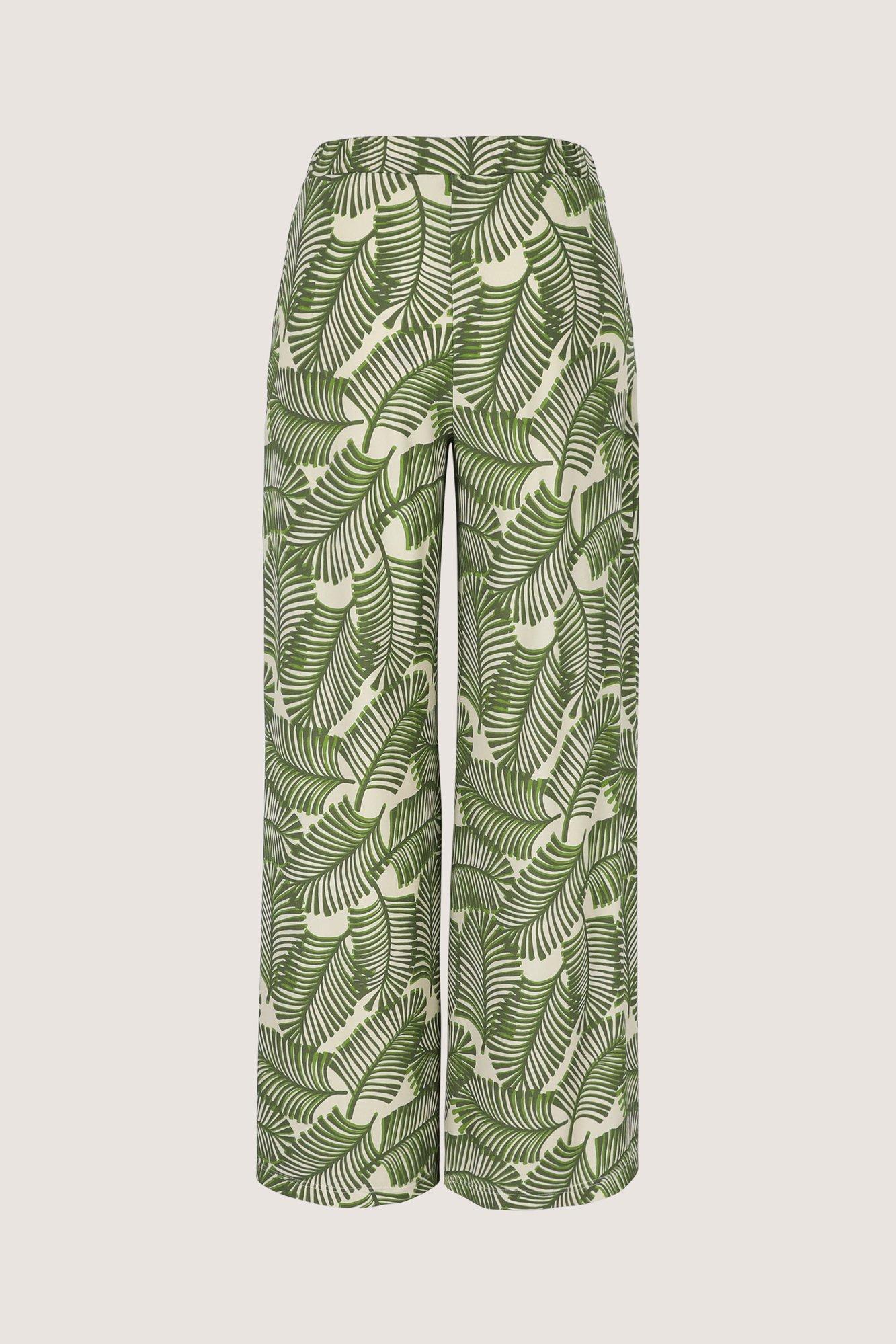 Broeken - Wijde jersey printbroek met dubbele bandplooi