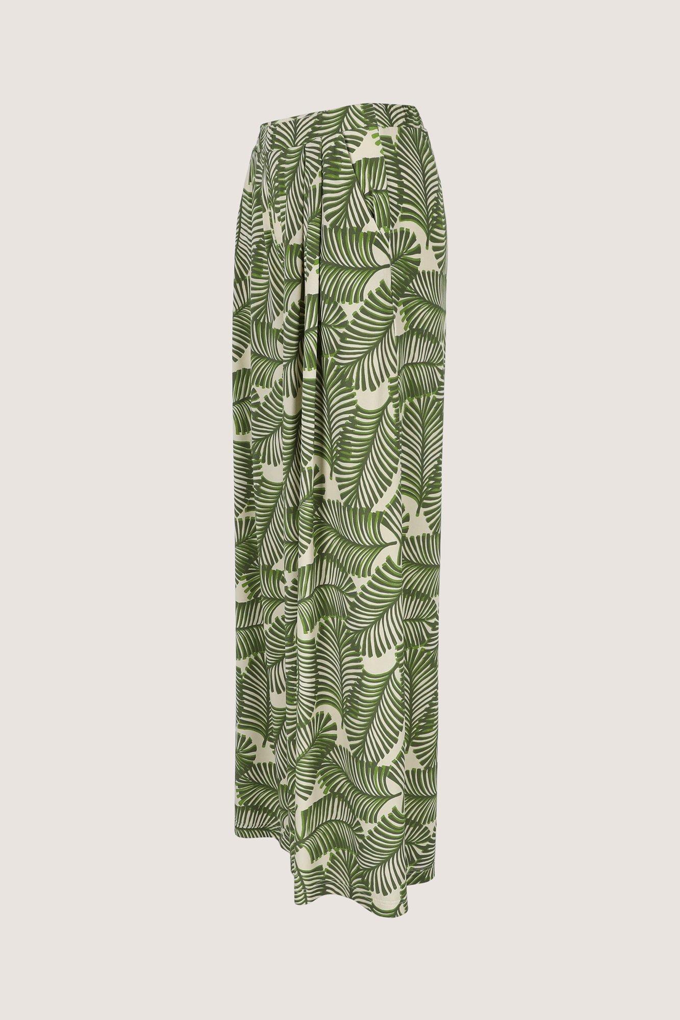 Broeken - Wijde jersey printbroek met dubbele bandplooi
