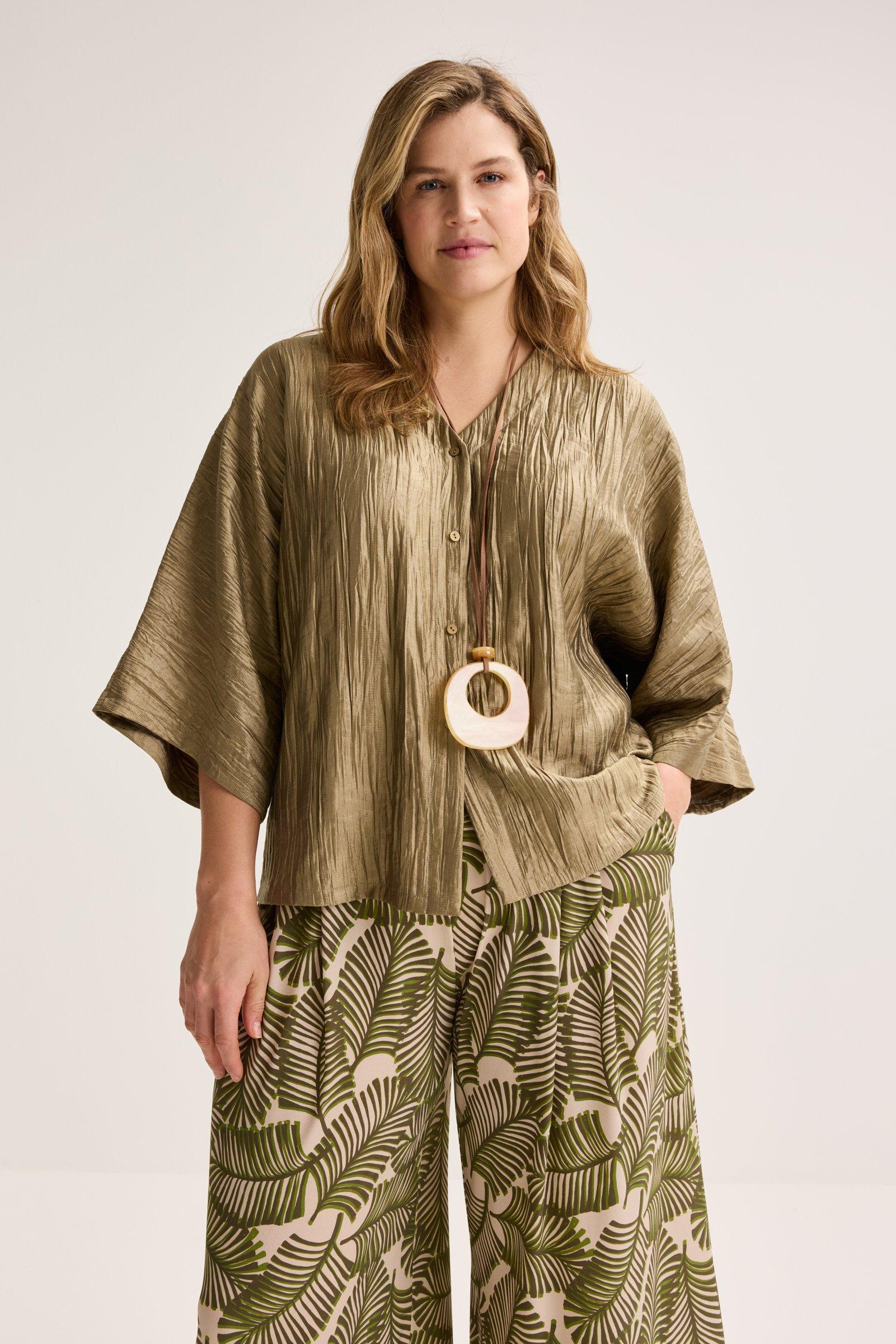 Vleermuisblouse in glanzende crinkle stof - null - ame