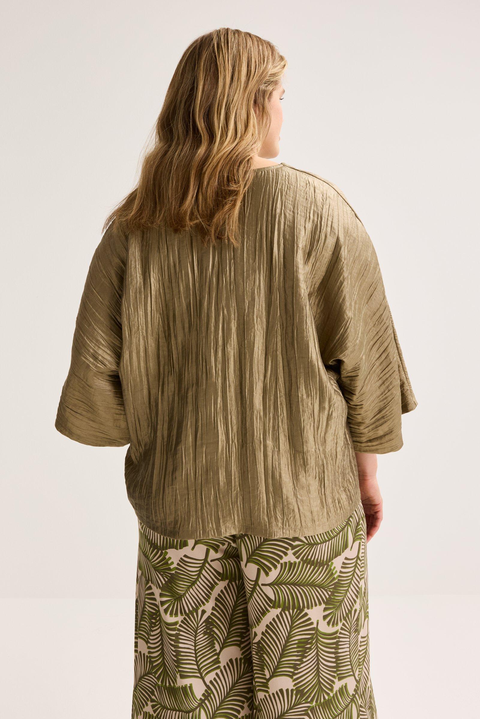 Hemden - Vleermuisblouse in glanzende crinkle stof
