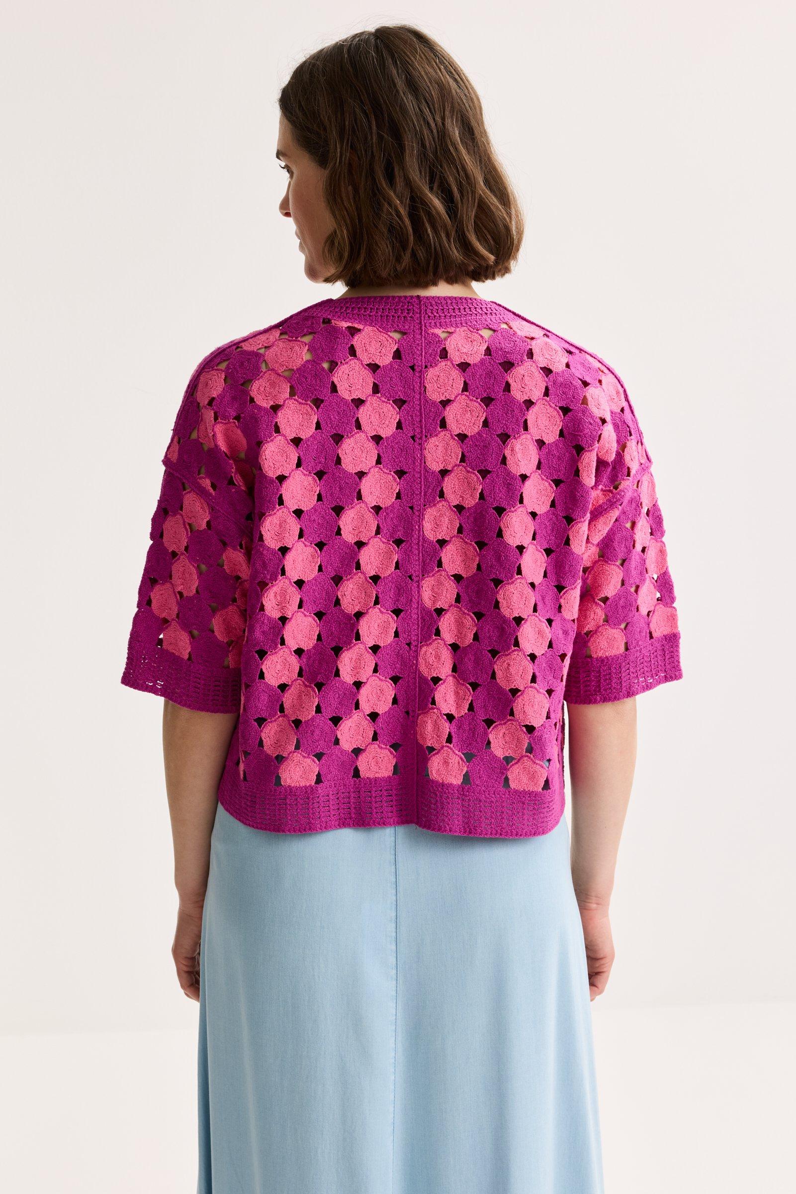 Cardigans - Cardigan court en look crochet
