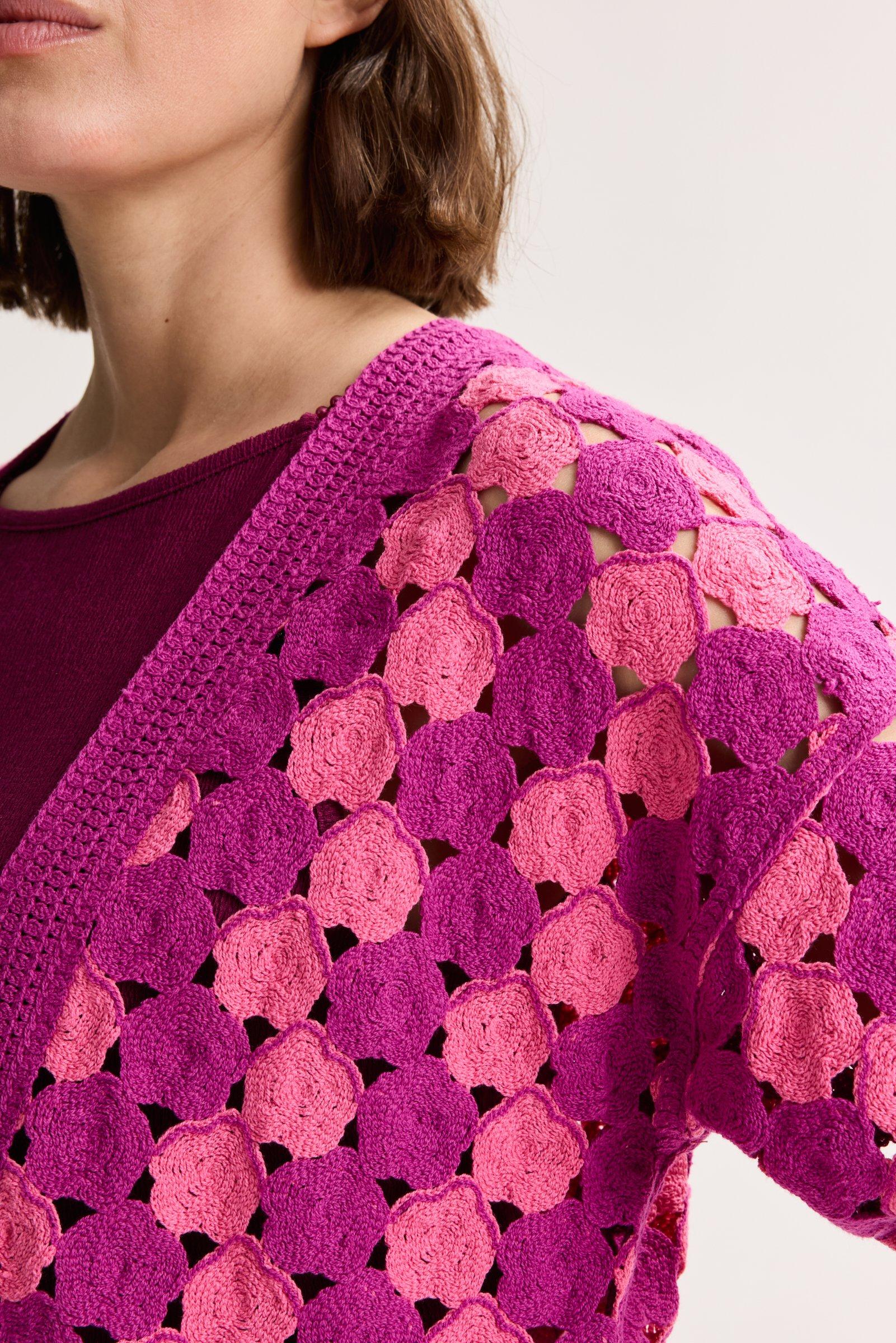 Cardigans - Cardigan court en look crochet