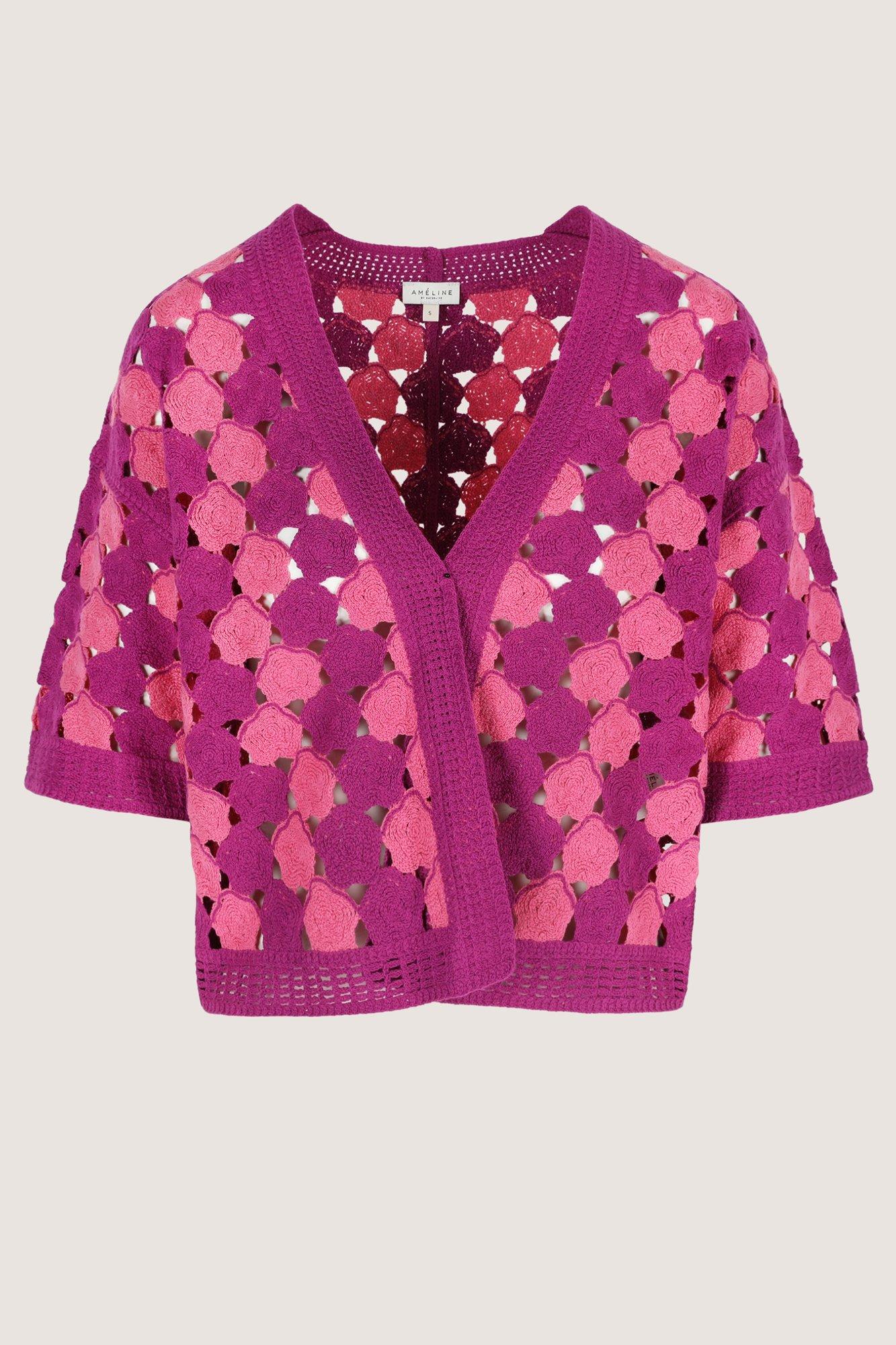 Cardigans - Cardigan court en look crochet