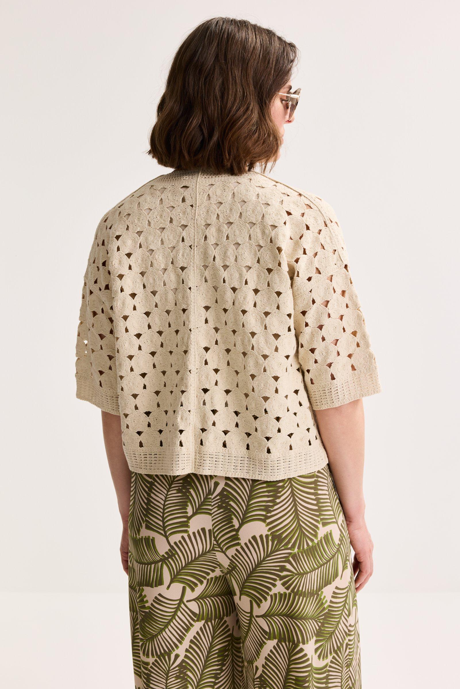 Cardigans - Cardigan court en look crochet