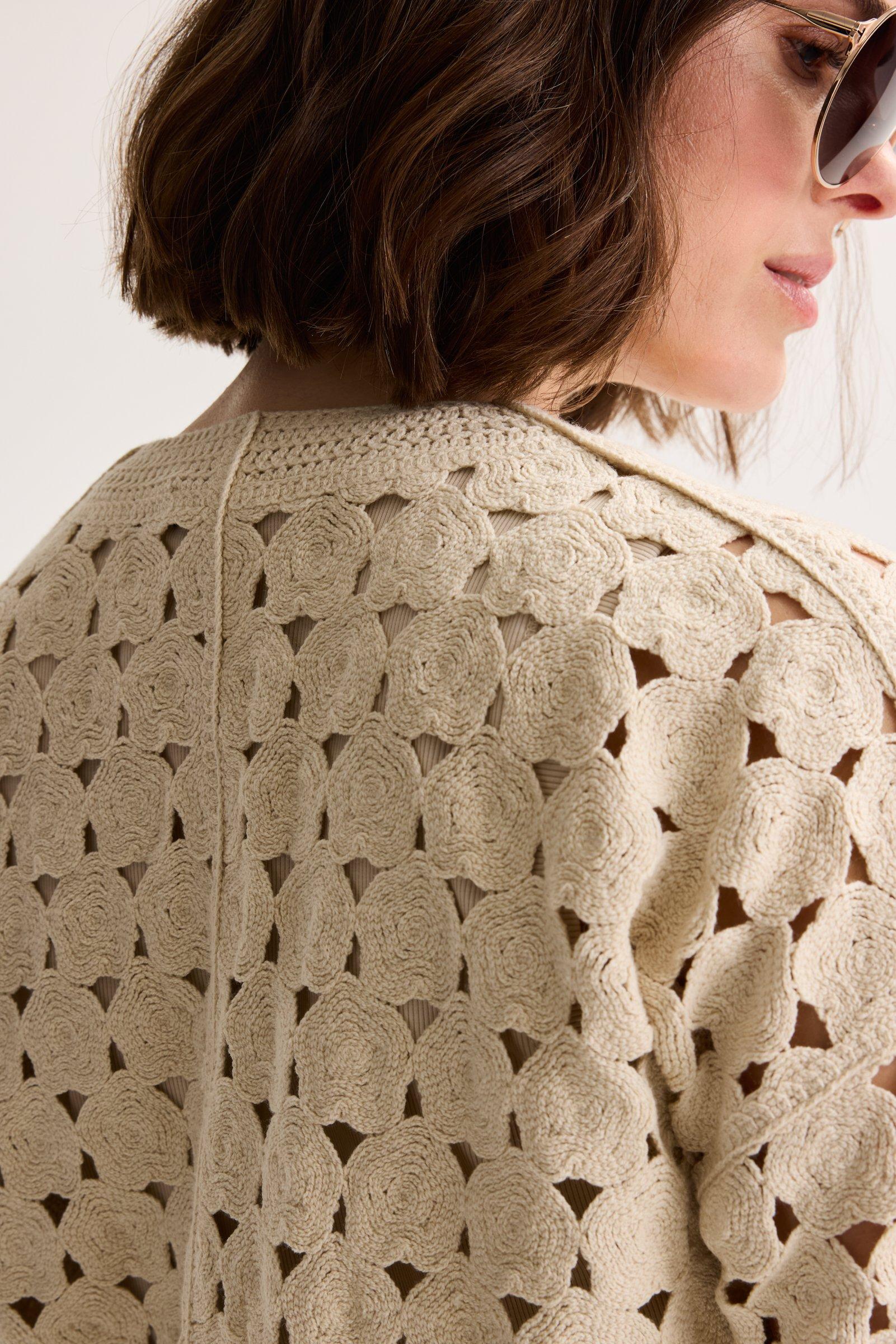Cardigans - Cardigan court en look crochet