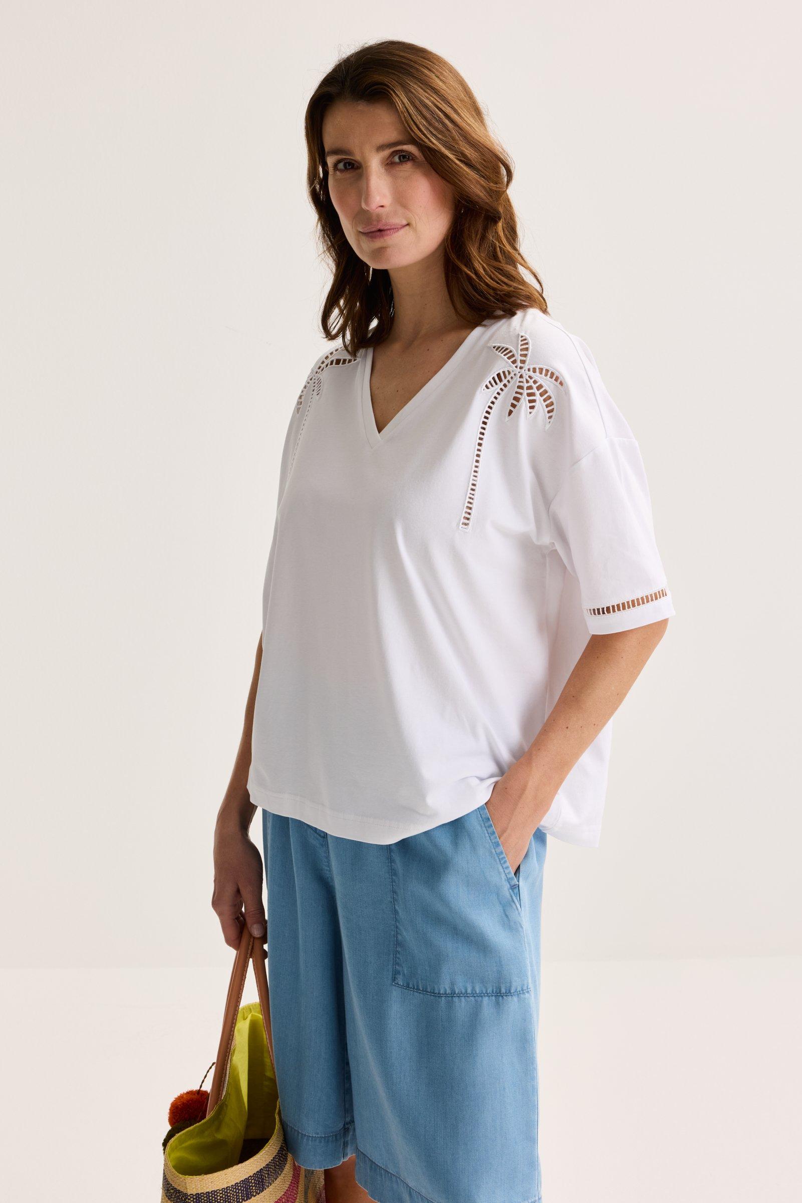 T-shirt avec motif palmiers en point clair - null - may