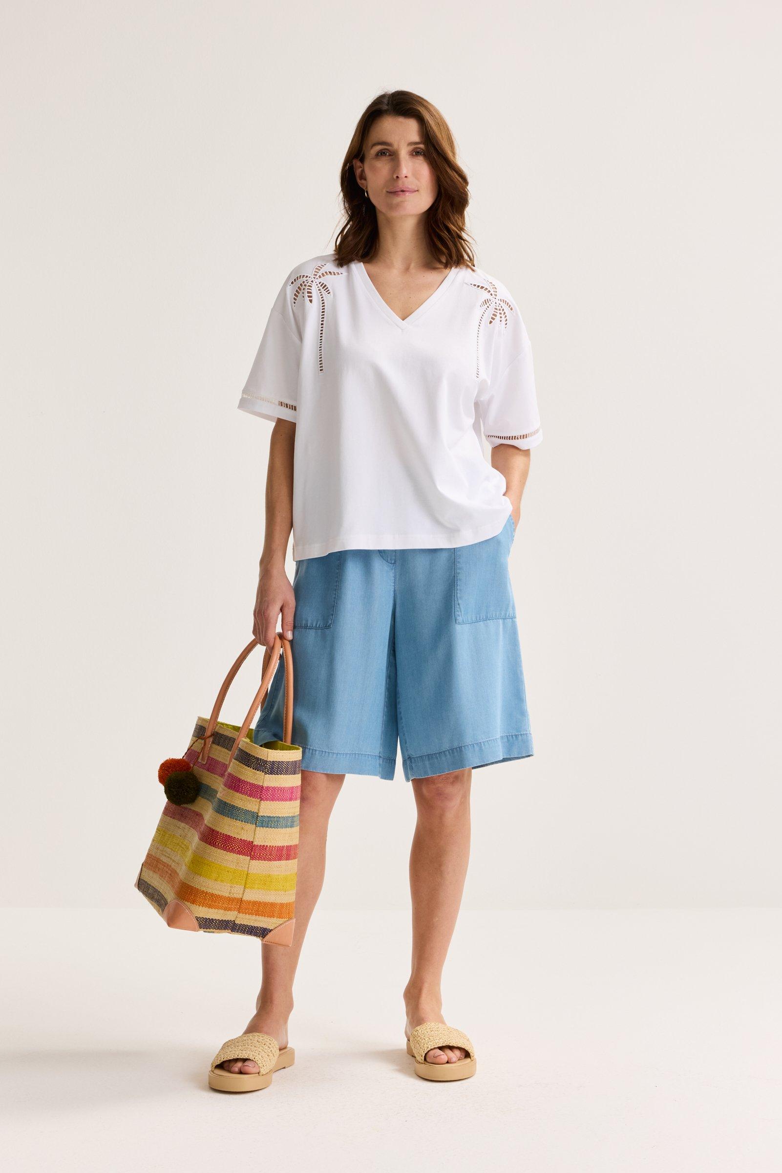 Sweatvest - T-shirt avec motif palmiers en point clair