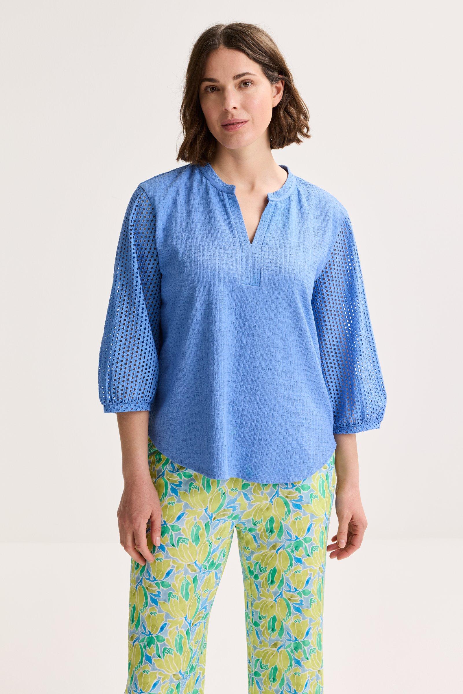Blouse en seersucker à manches ajourées - null - may