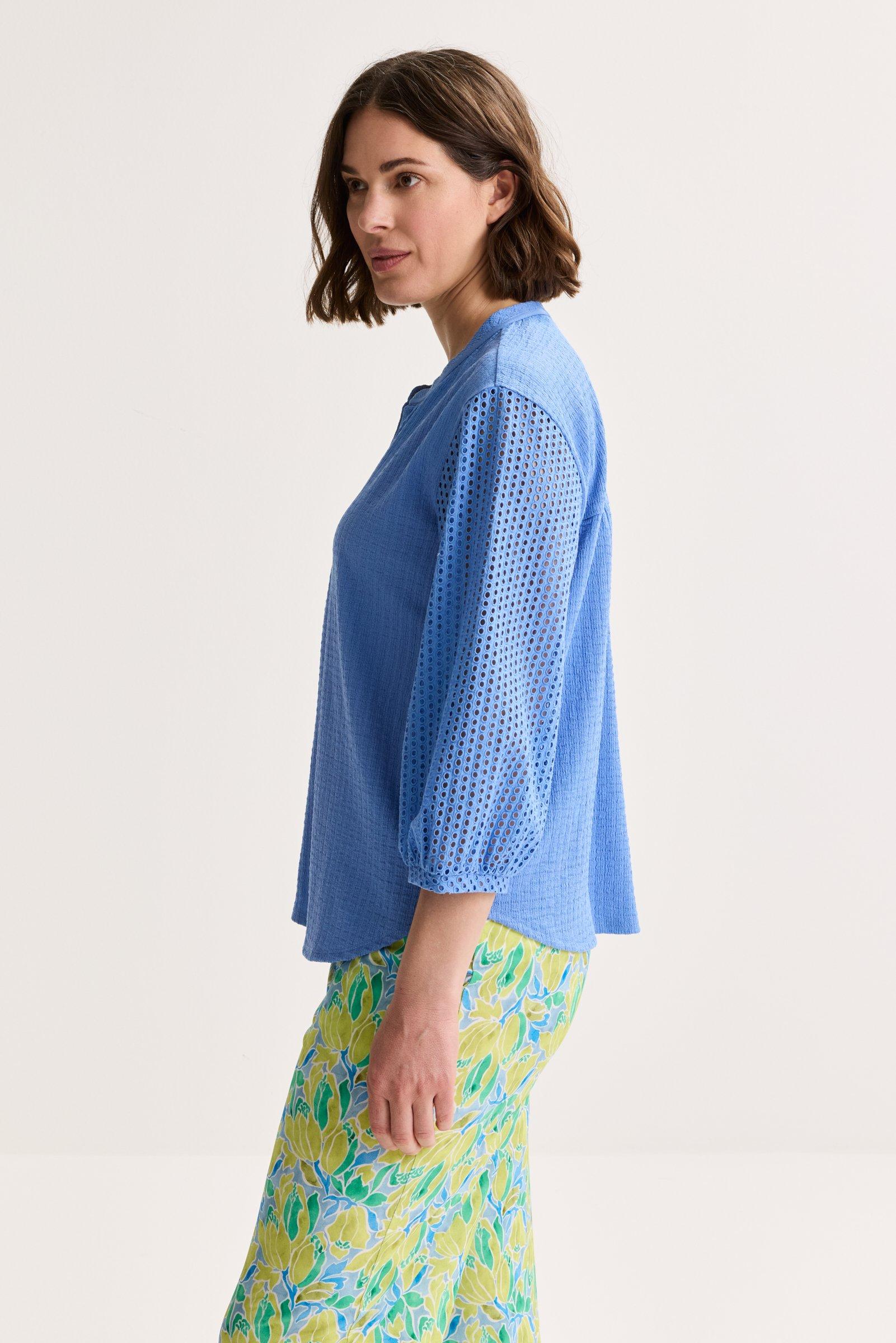 Chemises - Blouse en seersucker à manches ajourées