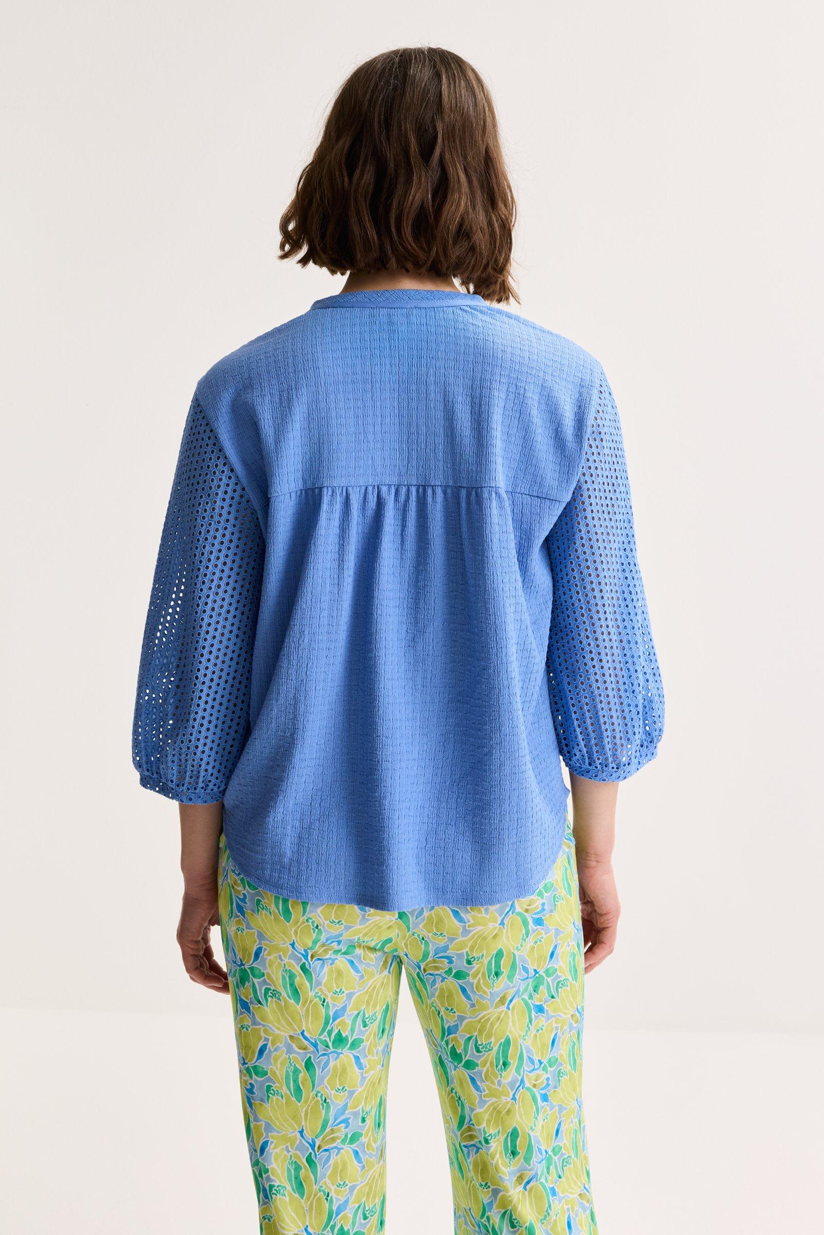 Chemises - Blouse en seersucker à manches ajourées