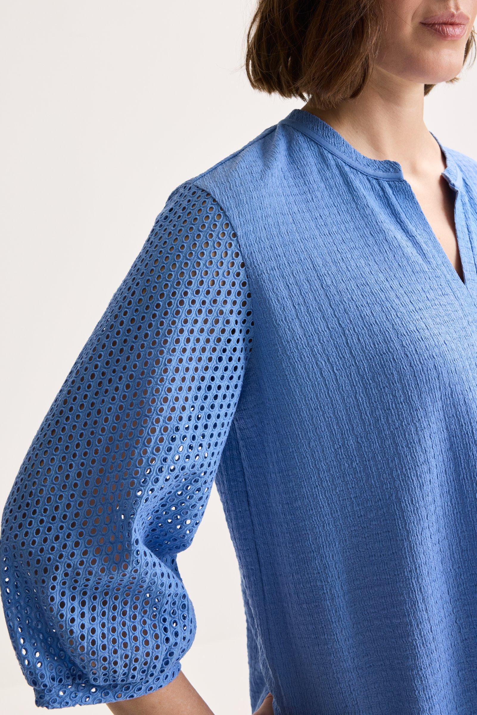 Chemises - Blouse en seersucker à manches ajourées