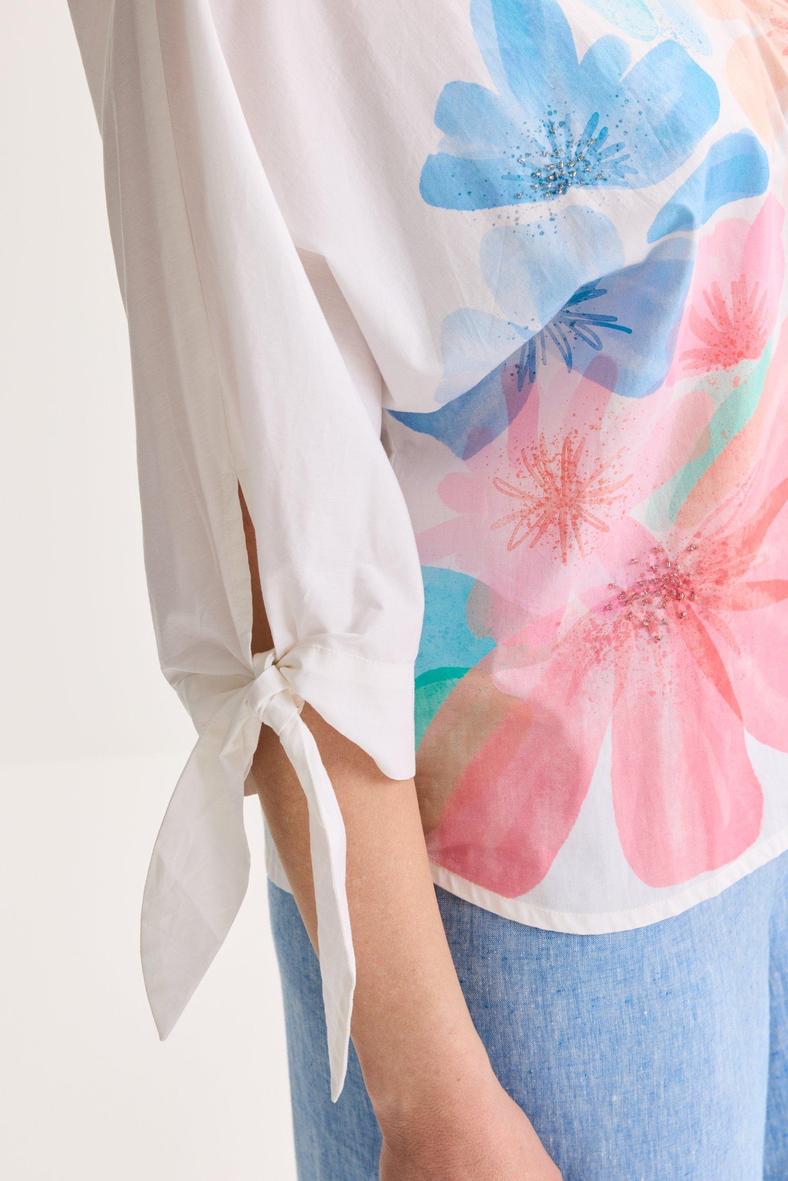 Hemden - Vleermuisblouse met handgeschilderde look