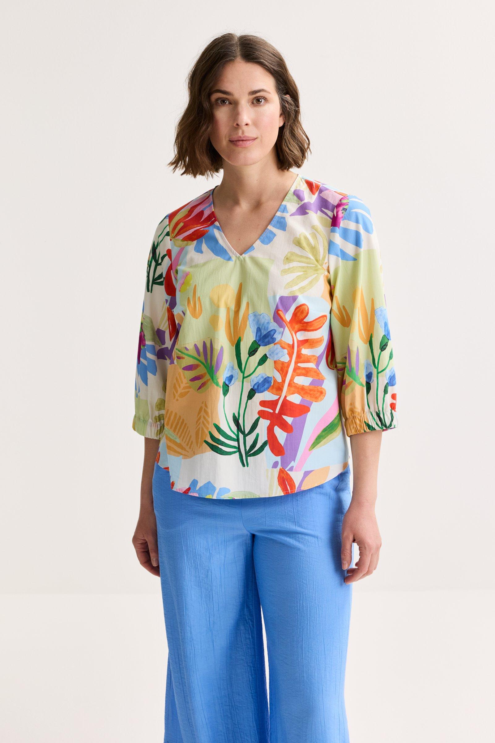 Blouse ample multicolore à col en V - null - may