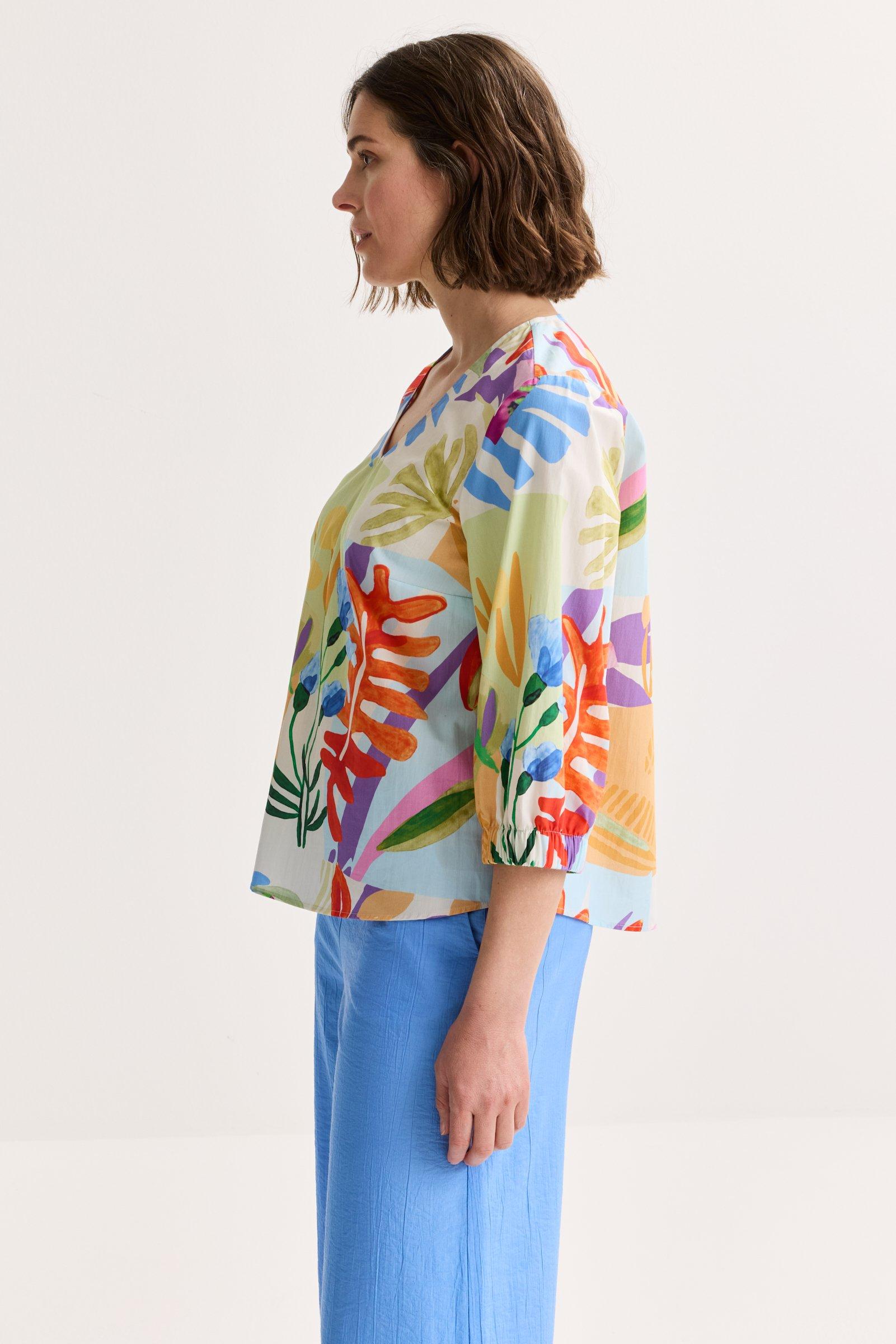 Chemises - Blouse ample multicolore à col en V
