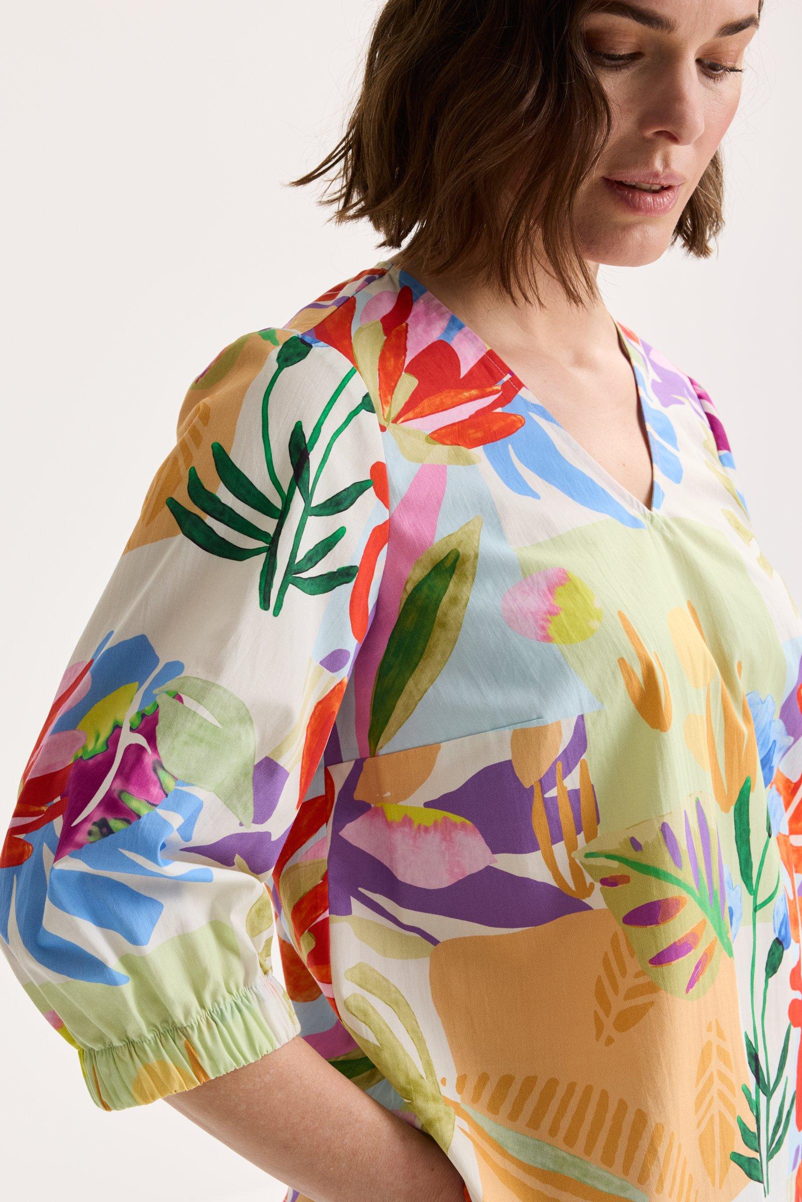 Chemises - Blouse ample multicolore à col en V